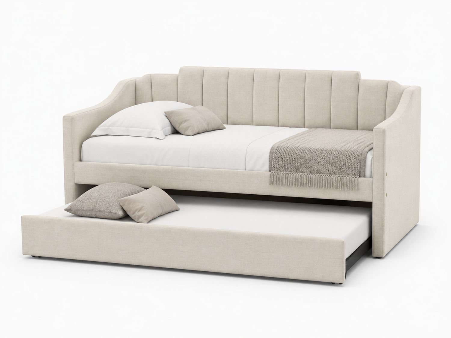 Divano Letto Estraibile in Tessuto Beige