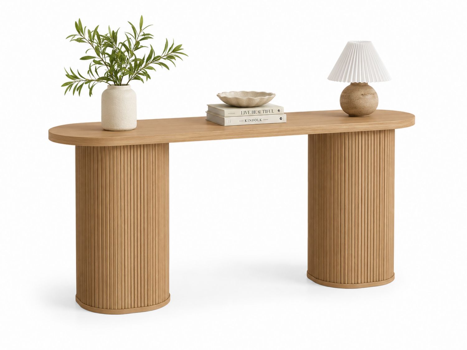Consolle in Legno di Quercia Naturale 140x40x75 cm
