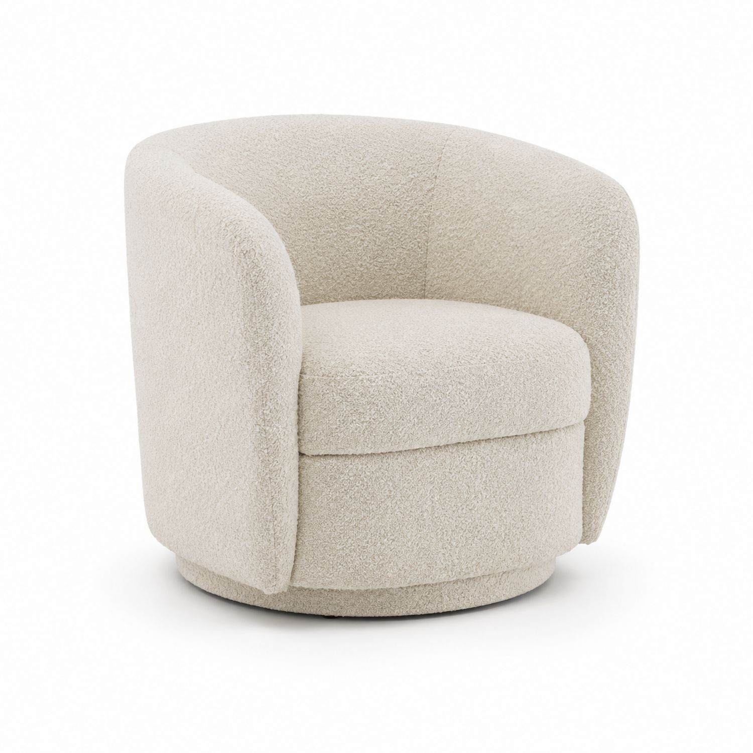 Poltrona girevole in tessuto bouclé beige 75x75x70 cm