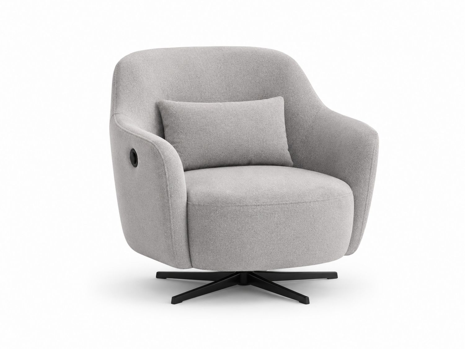 Poltrona in Tessuto Grigio con Base Girevole in Metallo