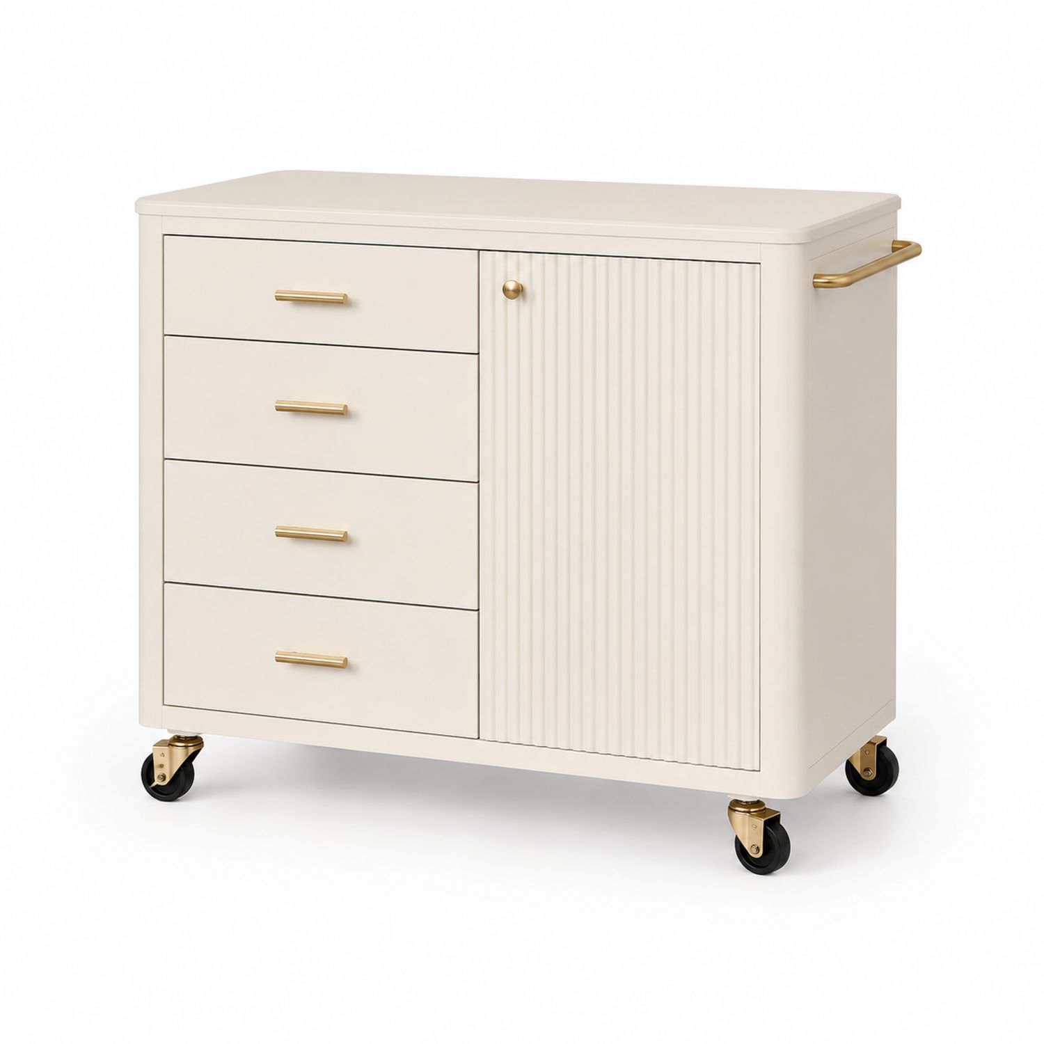 Mobiletto in MDF con Cassetti e Anta su Ruote