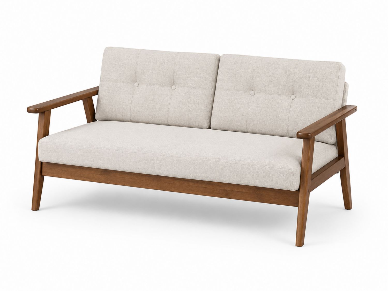 Divano in legno e tessuto beige