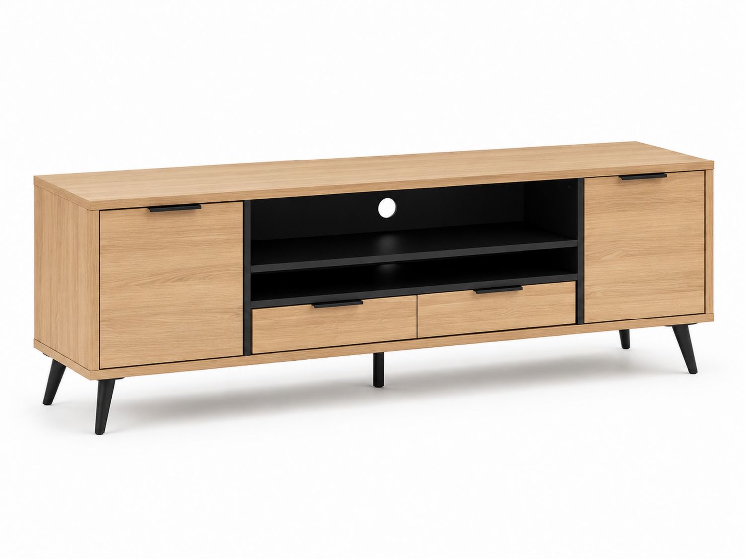 Mobile TV in Legno MDF Quercia e Metallo 180x40x55 cm