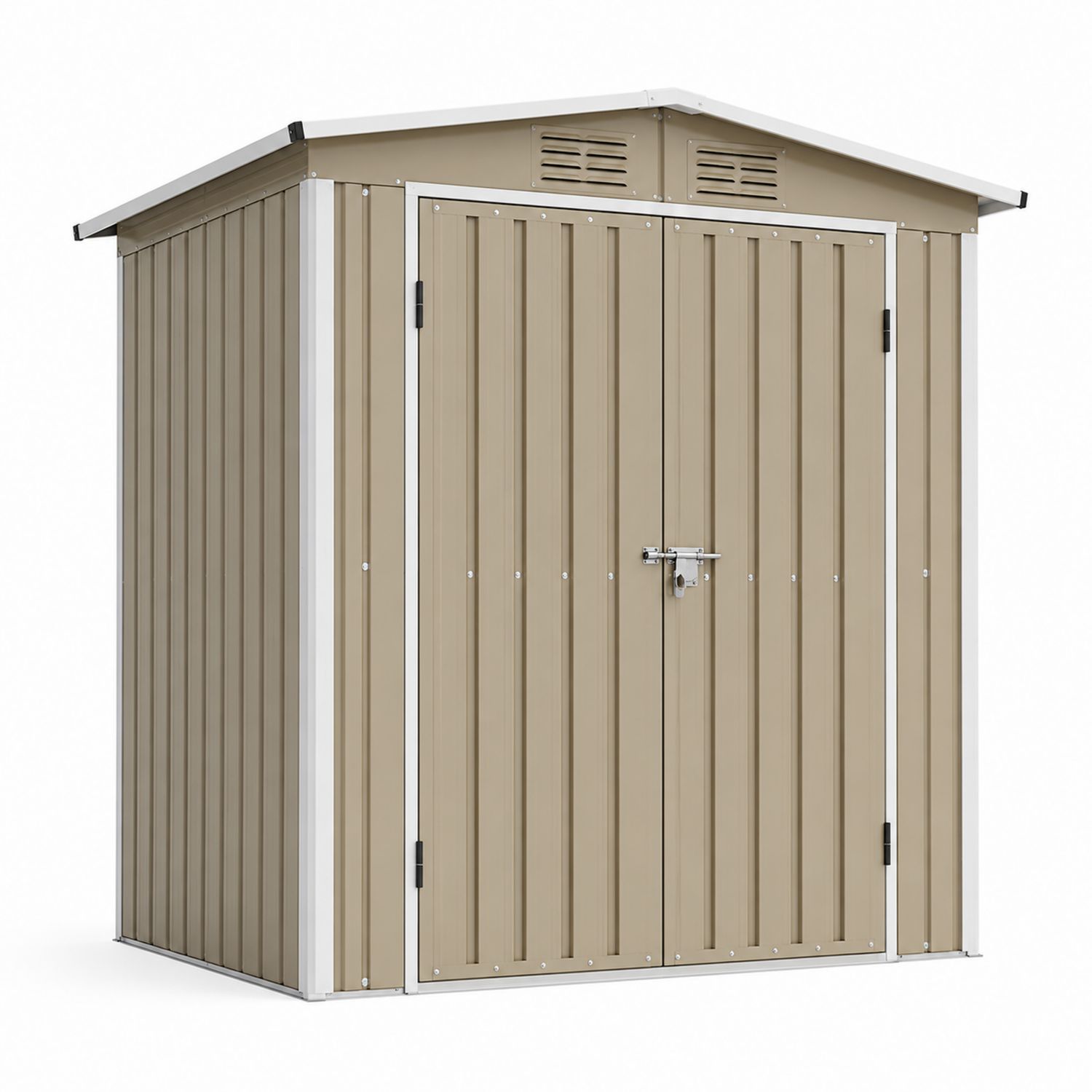 Capanno per Attrezzi da Giardino in Acciaio Zincato con Doppia Porta Beige