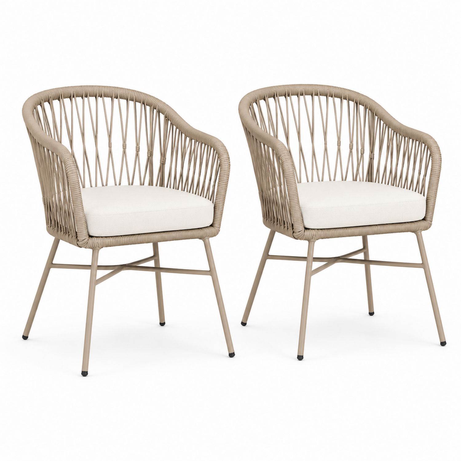 Set di Sedie con Braccioli in Rattan Sintetico Crema