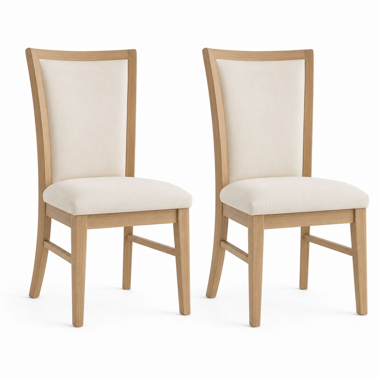 Set di 2 Sedie in Rovere e Tessuto Beige