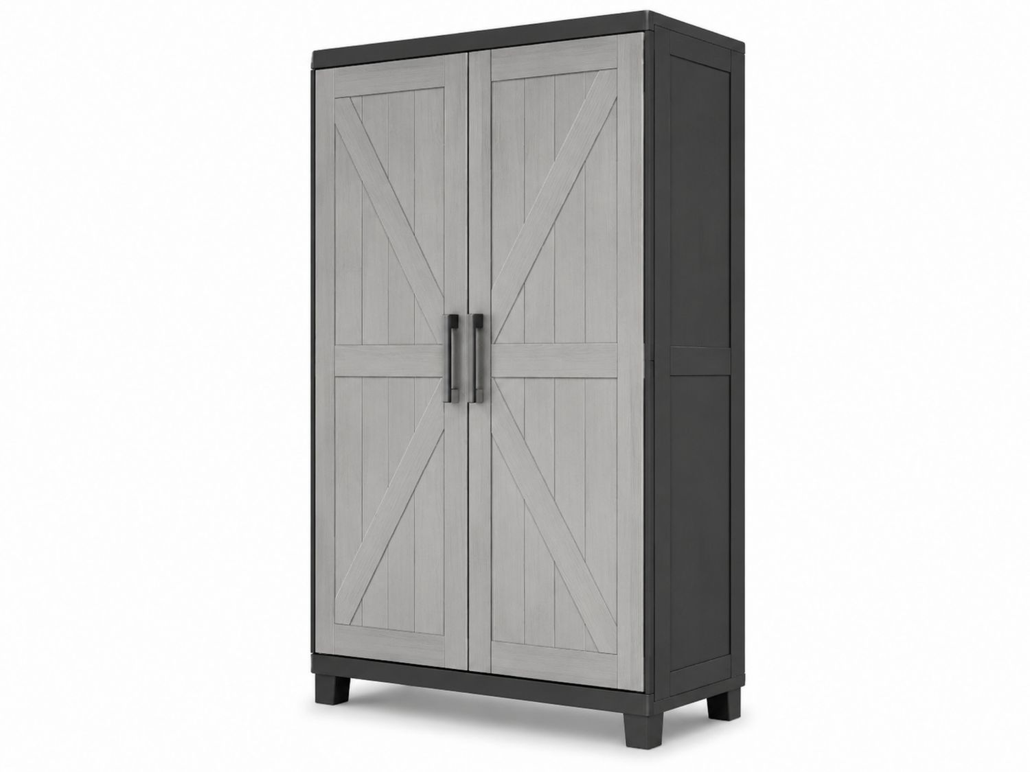 Armadio in Legno Composito Grigio e Nero con Maniglie in Metallo 180x90x50 cm