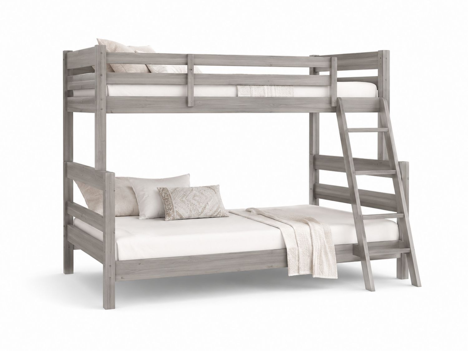 Letto a castello in legno di pino con scala