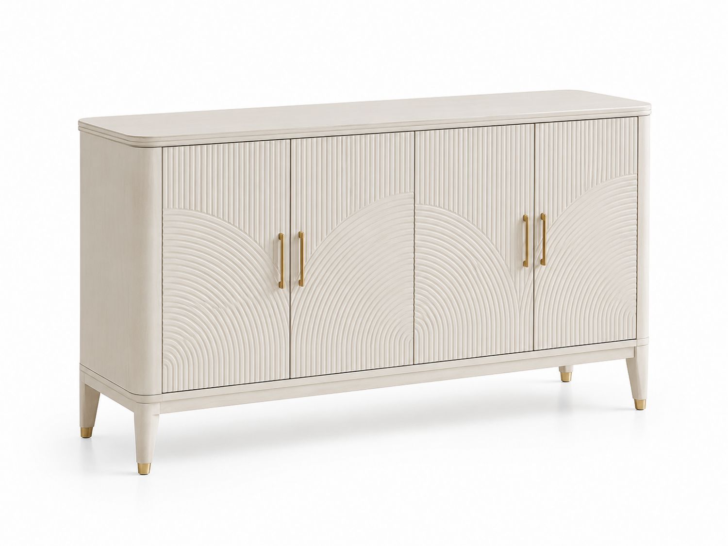 Credenza rettangolare crema in legno 4 porte
