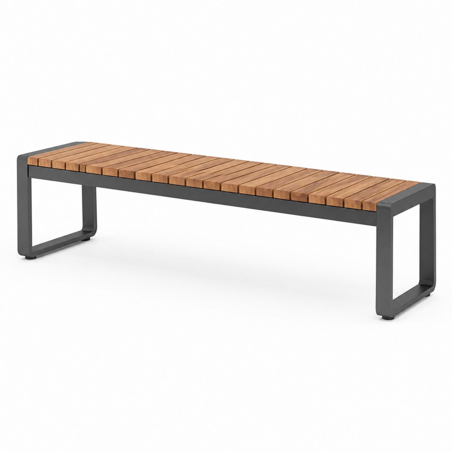 Panchina da esterno in legno teak e acciaio 180x40x45 cm