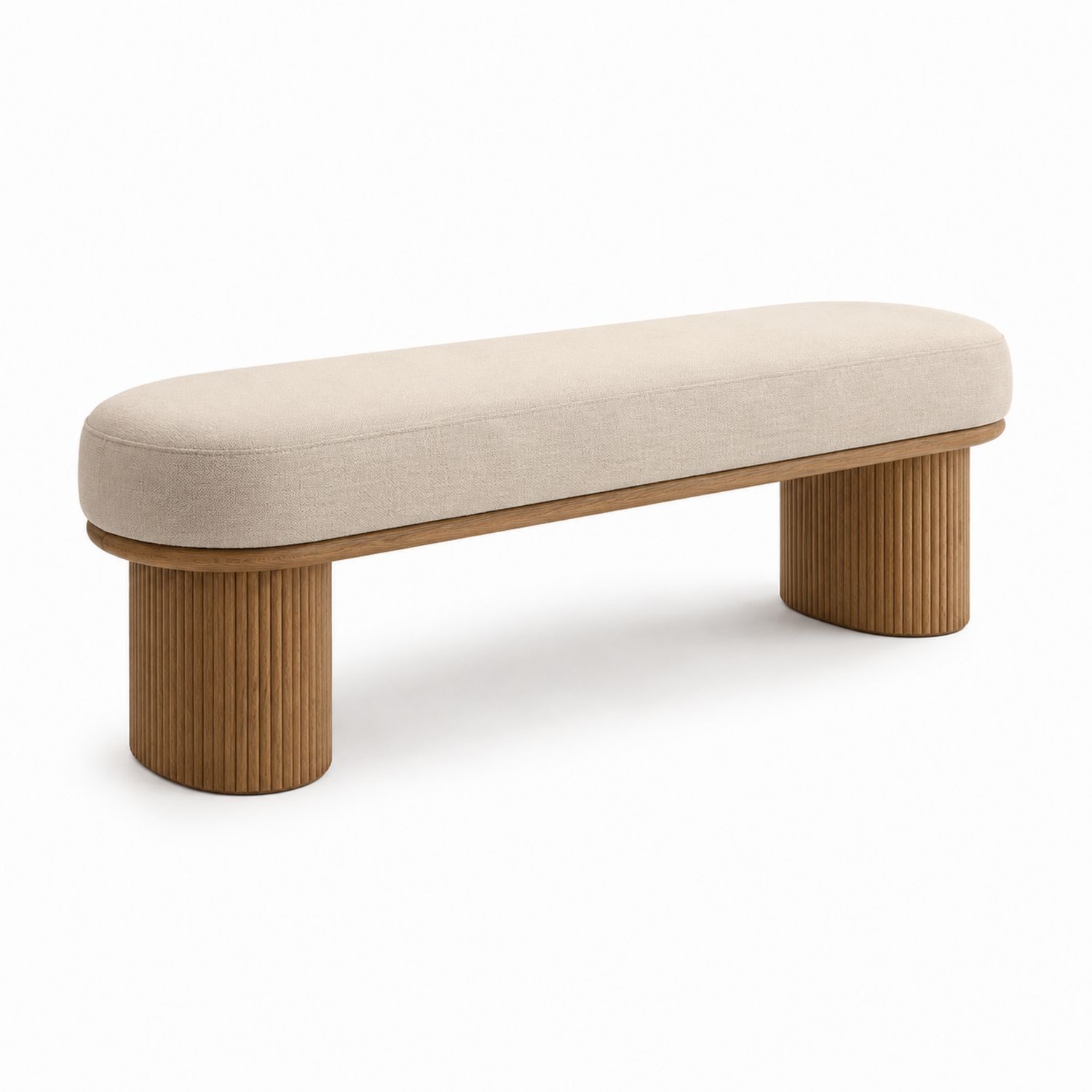 Panca in legno e lino Beige 150x40x45 cm