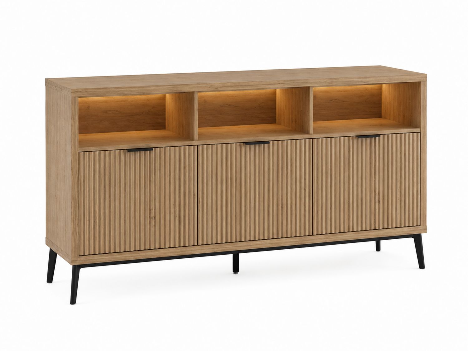 Credenza in legno con 3 ripiani e 3 ante 140x40x80 cm