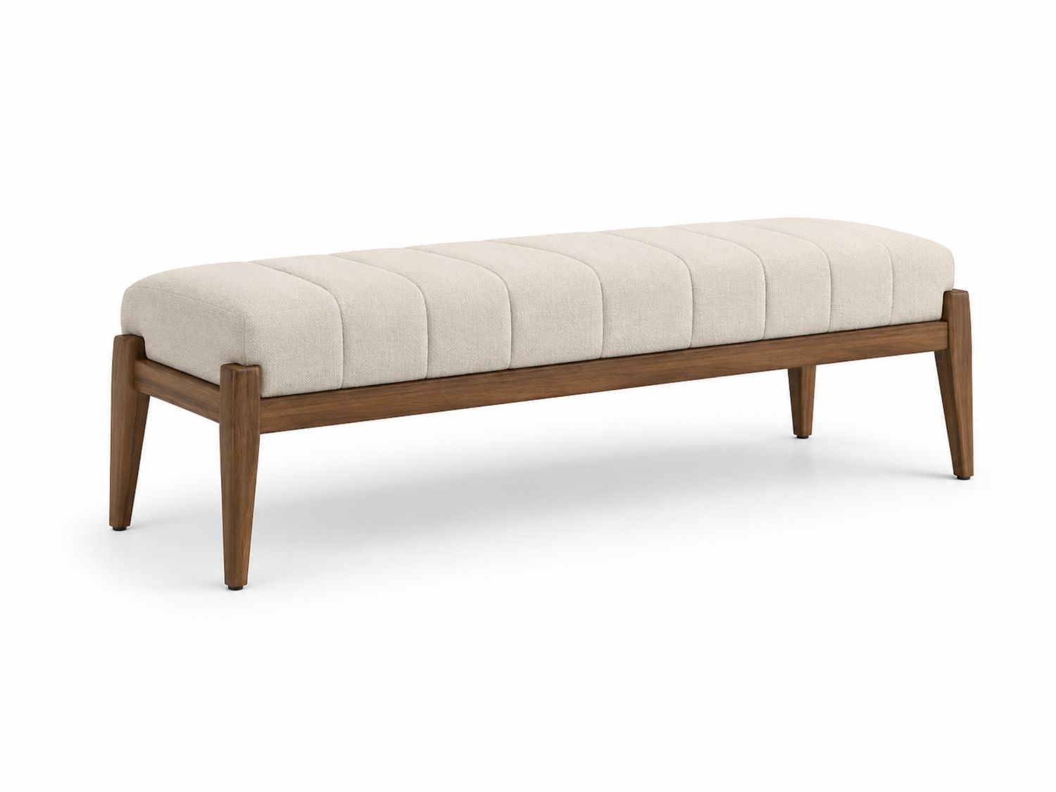 Panca rettangolare legno massello e tessuto Beige 150x40x45 cm