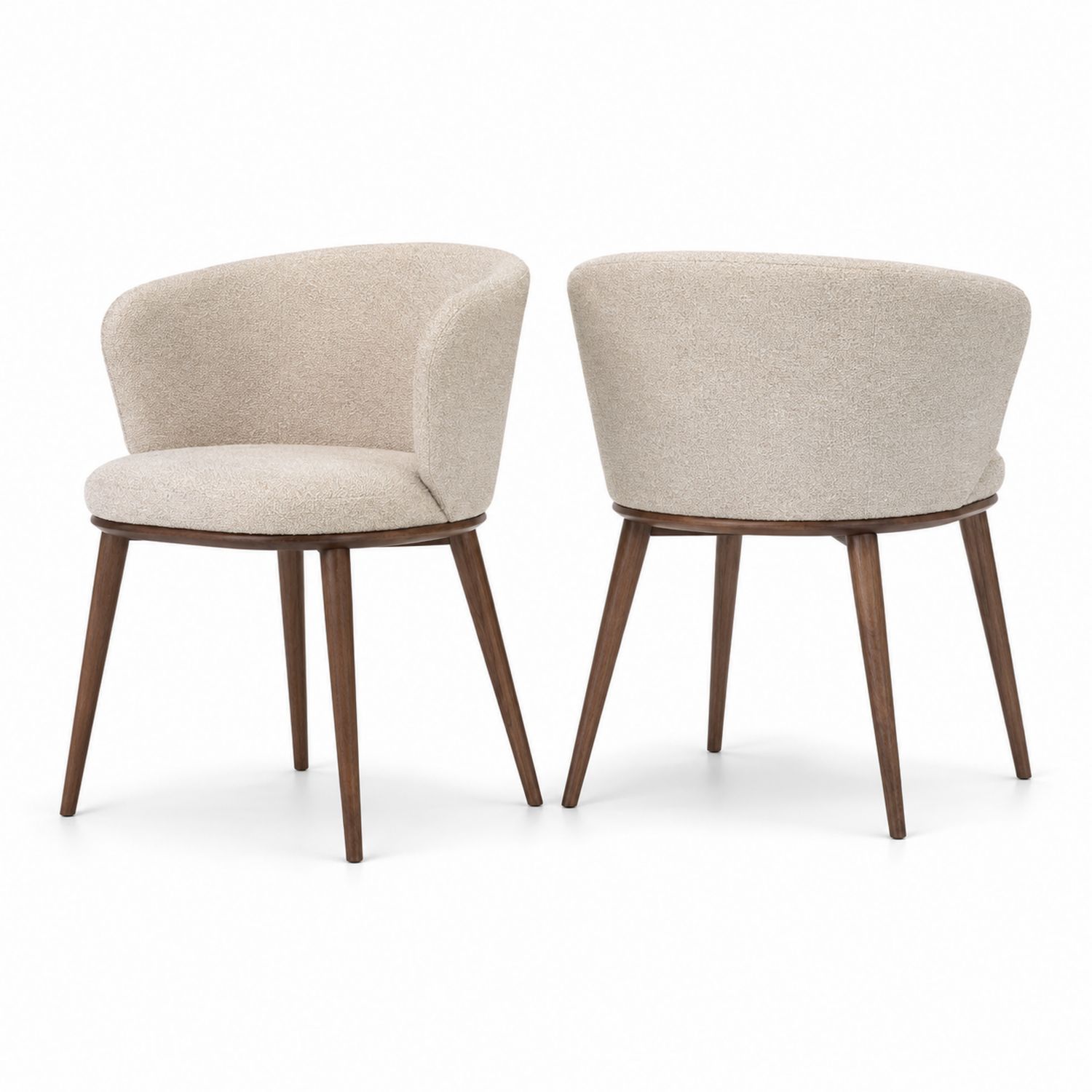 Set di 2 Sedie in Tessuto con Gambe in Legno di Noce