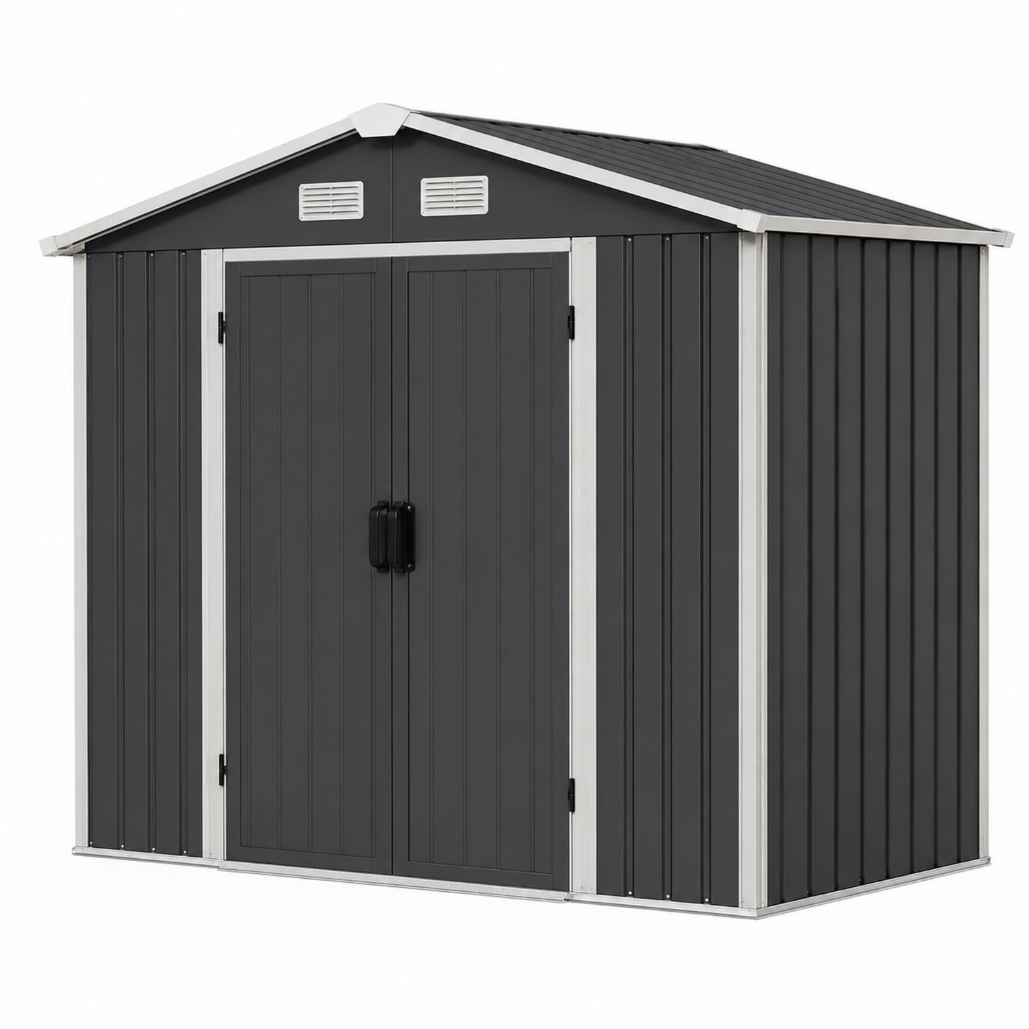 Capanno da giardino in metallo grigio scuro 213x127x185 cm