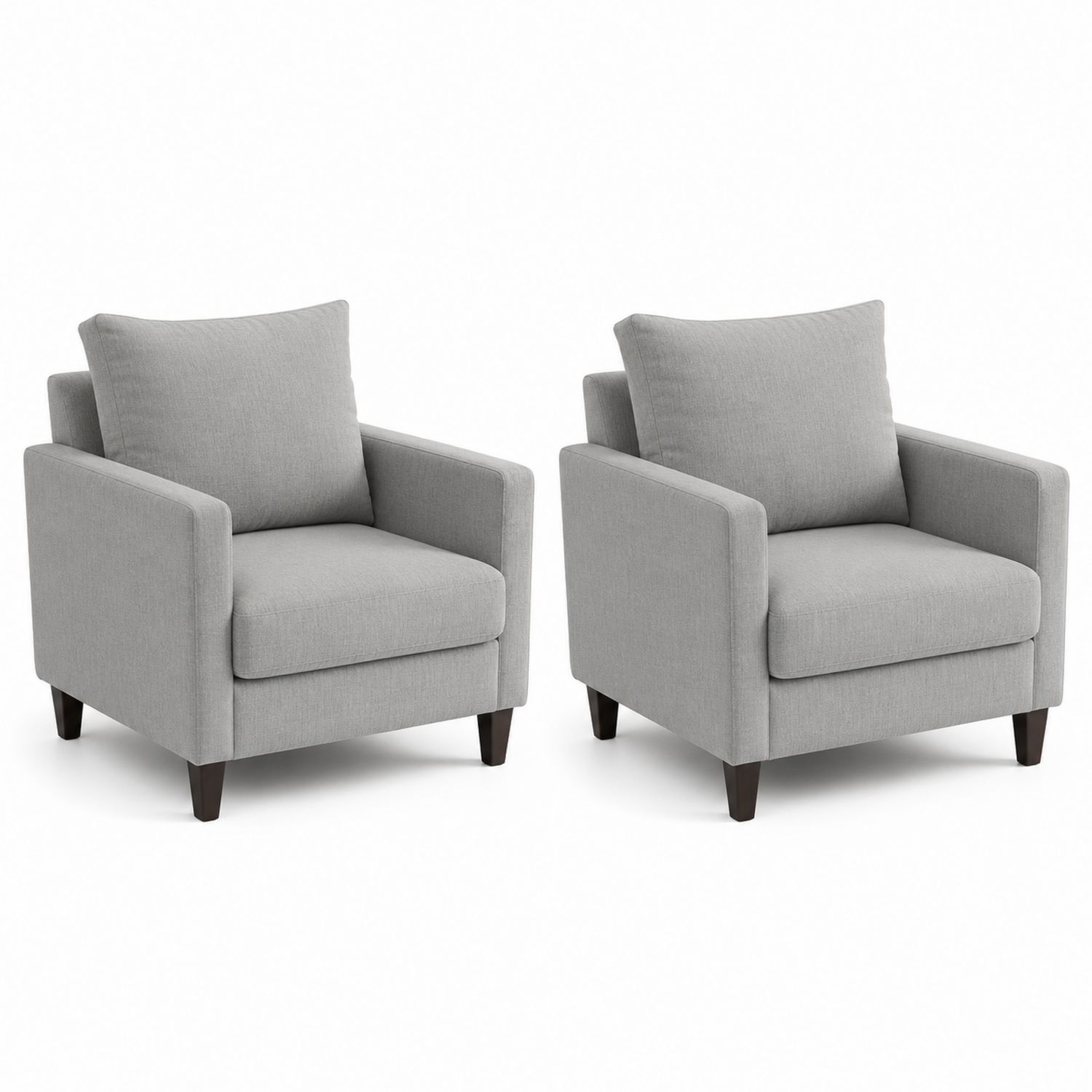 Set di 2 Poltrone in Tessuto con Gambe in Legno