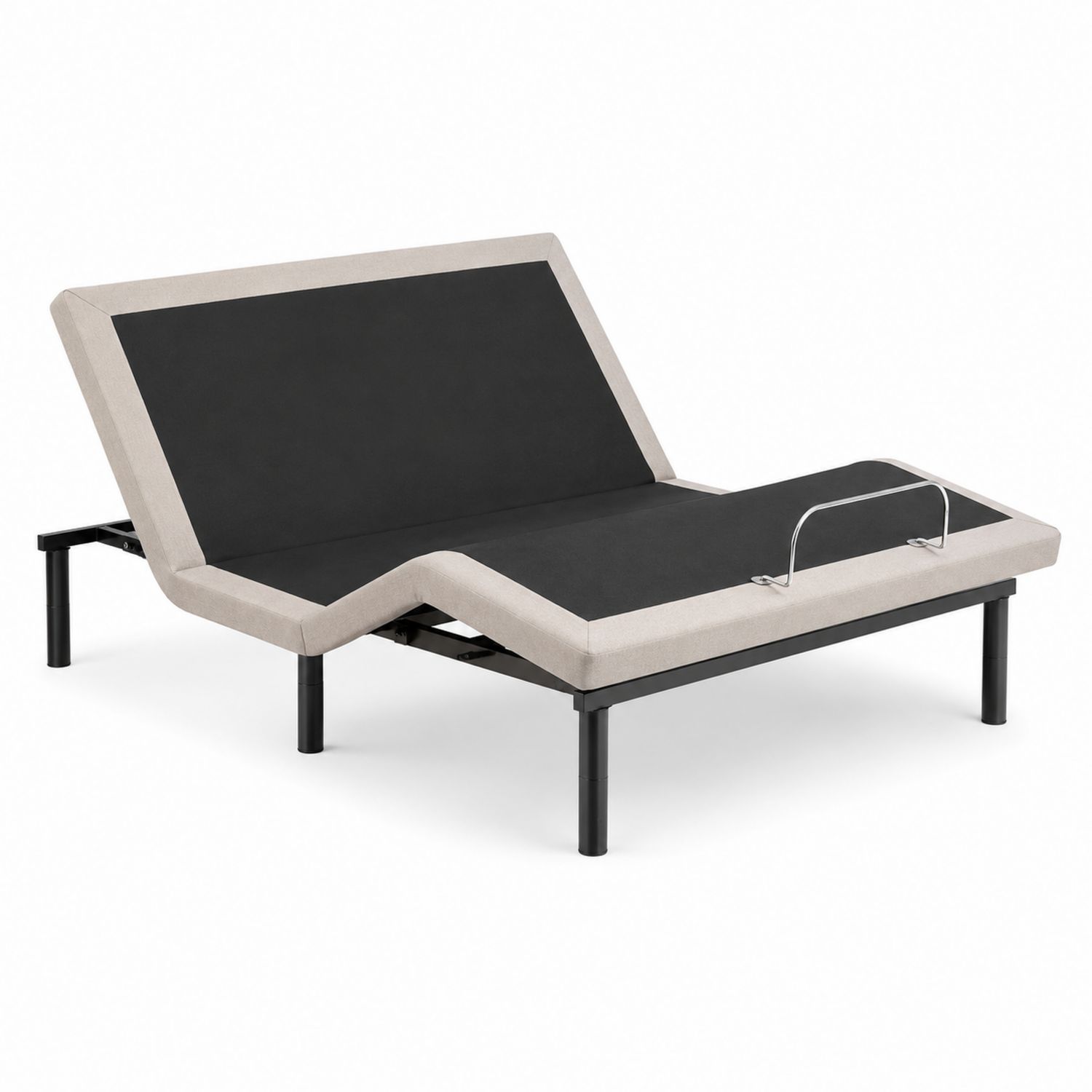 Letto regolabile elettrico in metallo e tessuto Nero/Beige 200x150 cm