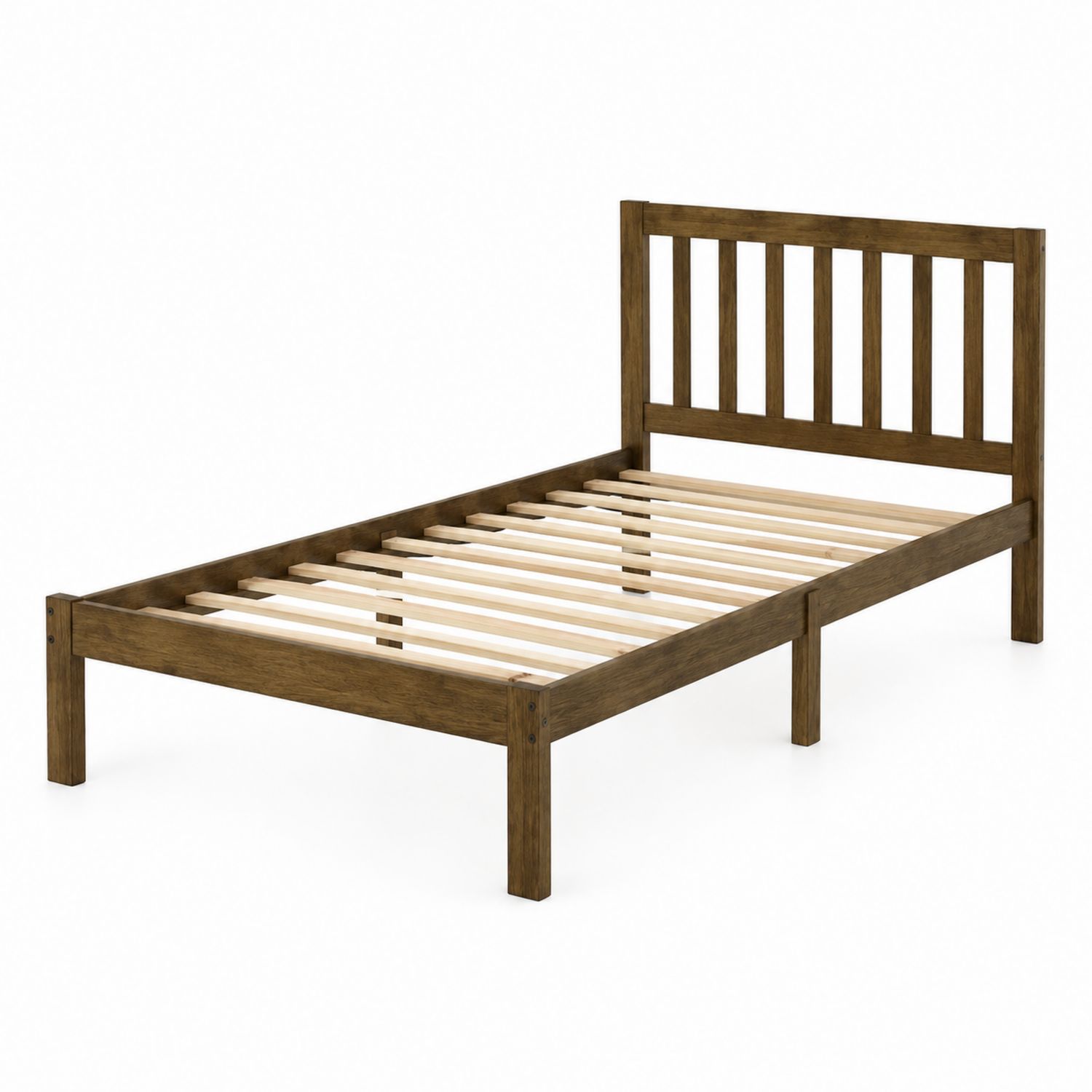 Letto singolo in legno massello di quercia marrone 200x90 cm