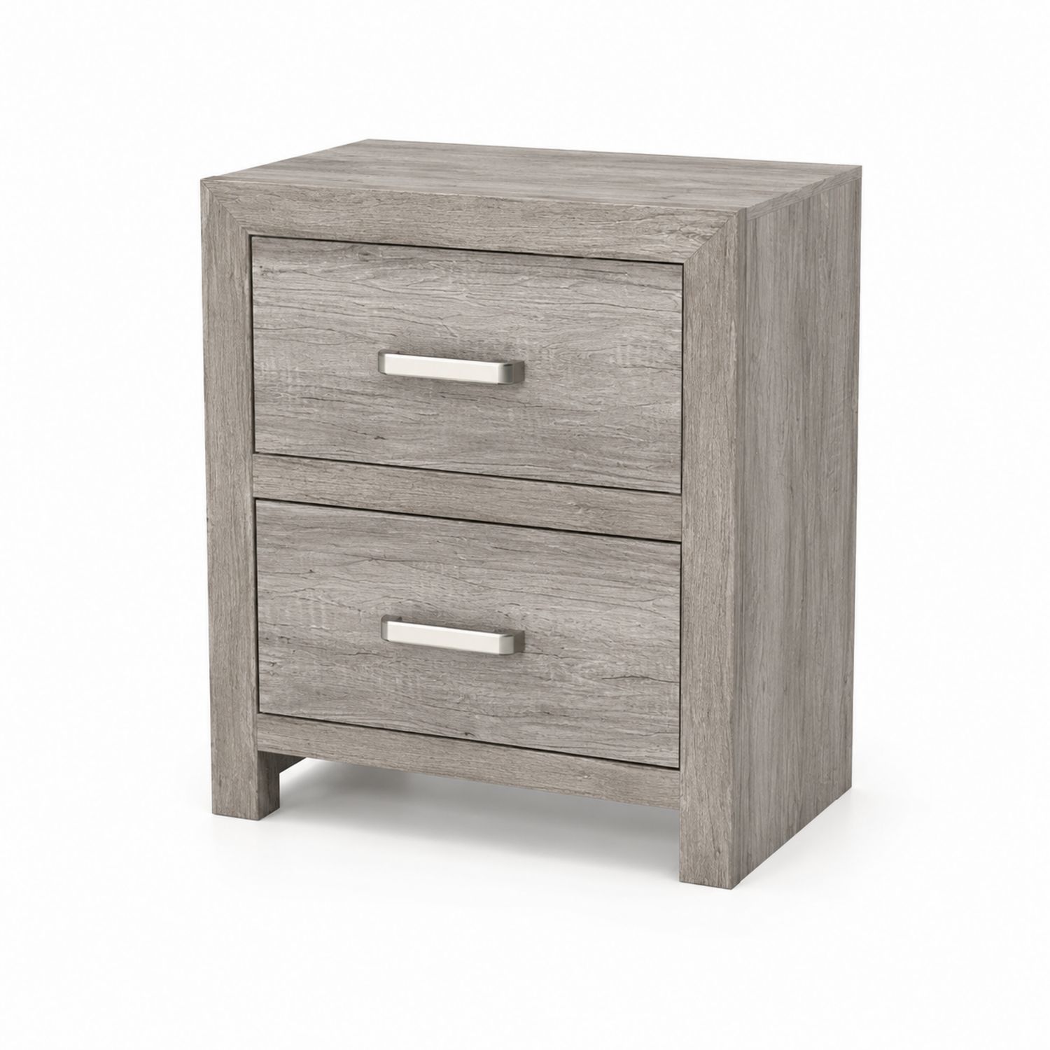 Comodino in Legno con 2 cassetti Grigio 50x40x60 cm
