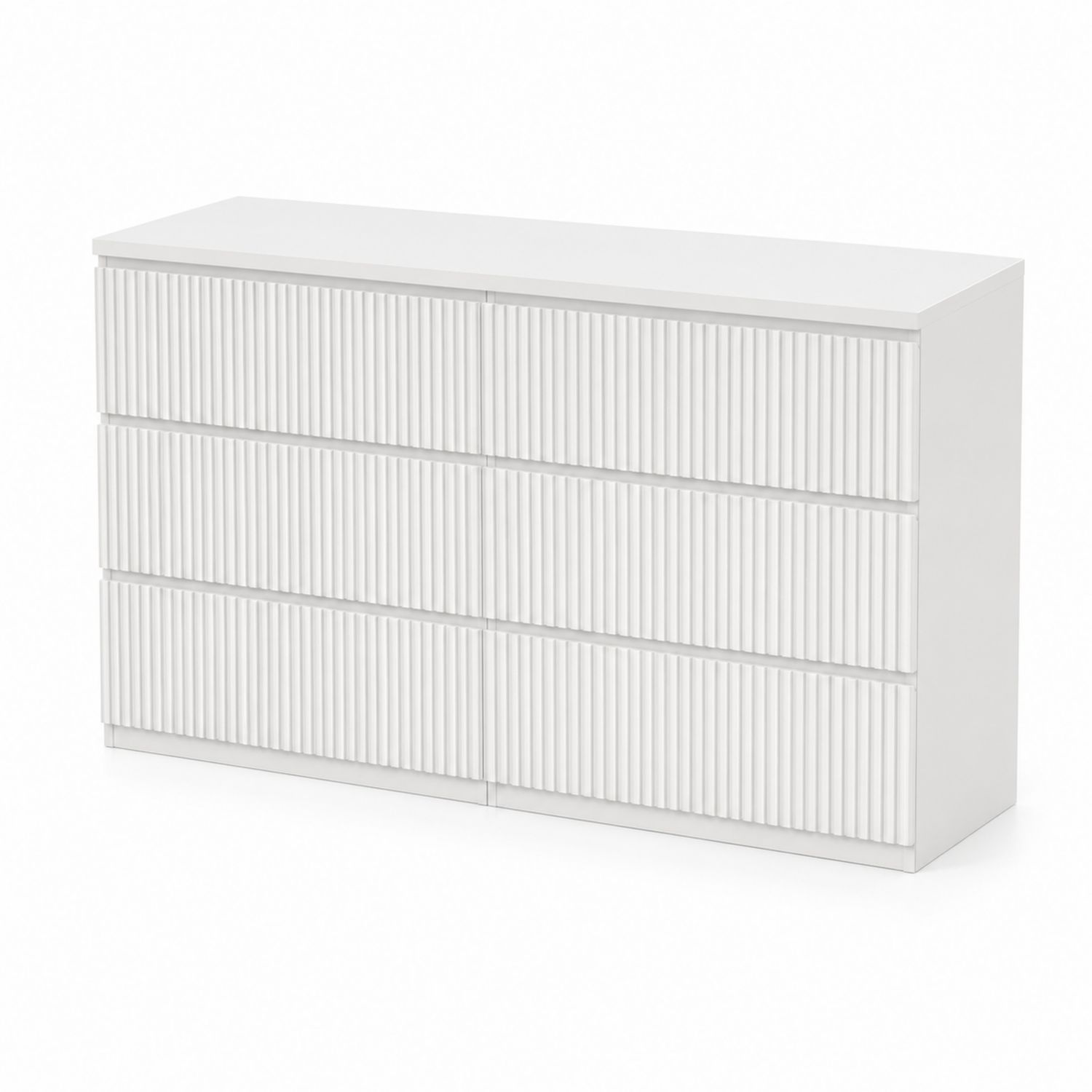 Cassettiera a 6 Cassetti in Legno MDF Laccata Bianca 135x79x45 cm