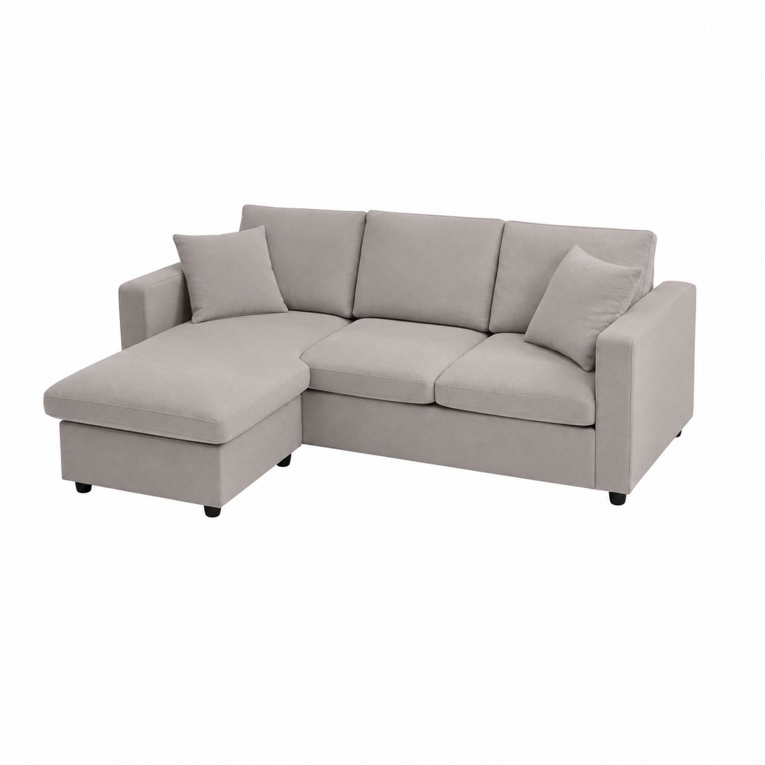 Divano angolare in tessuto Grigio Chiaro 220x150x85 cm