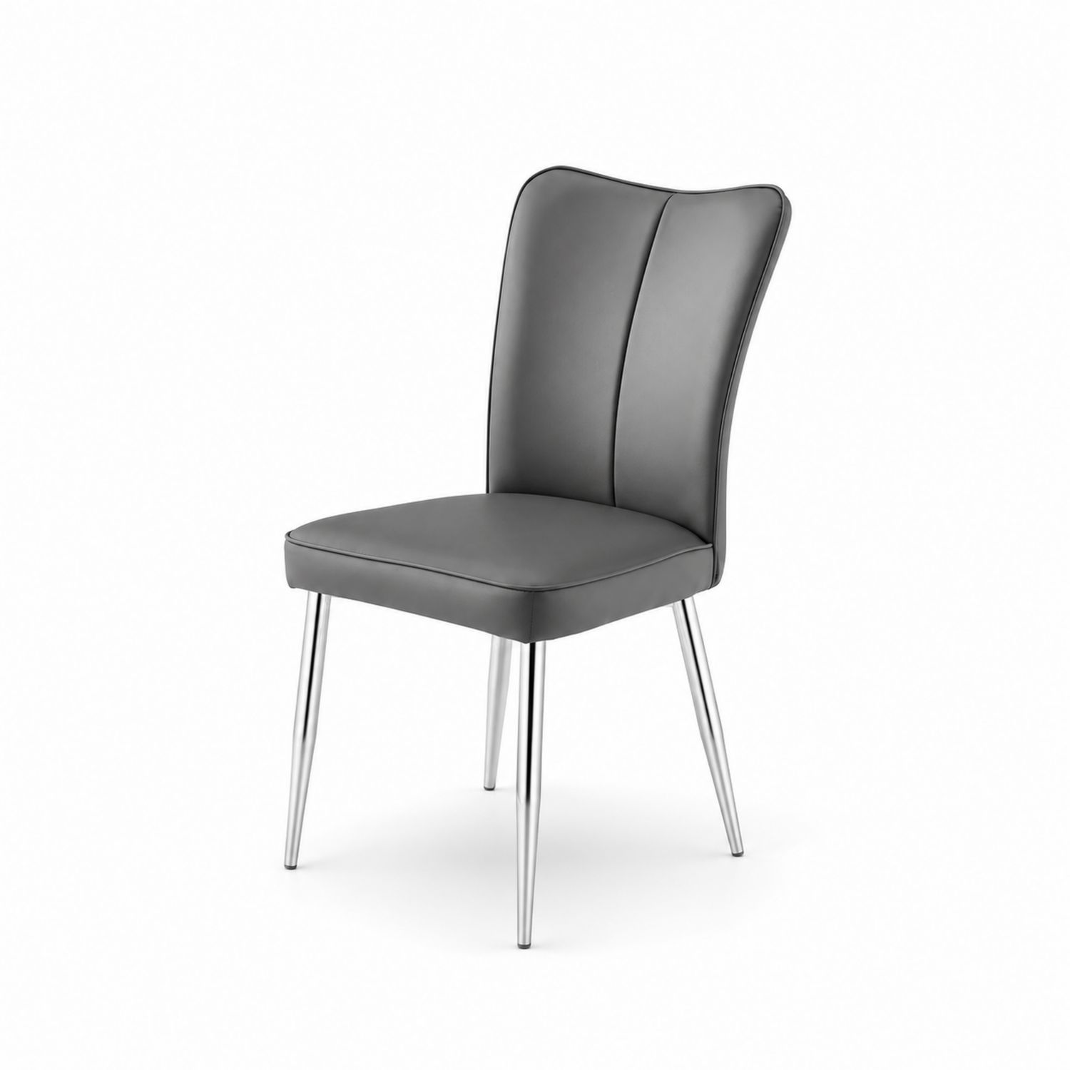 Sedia in ecopelle grigia con gambe in metallo 85x45x55 cm