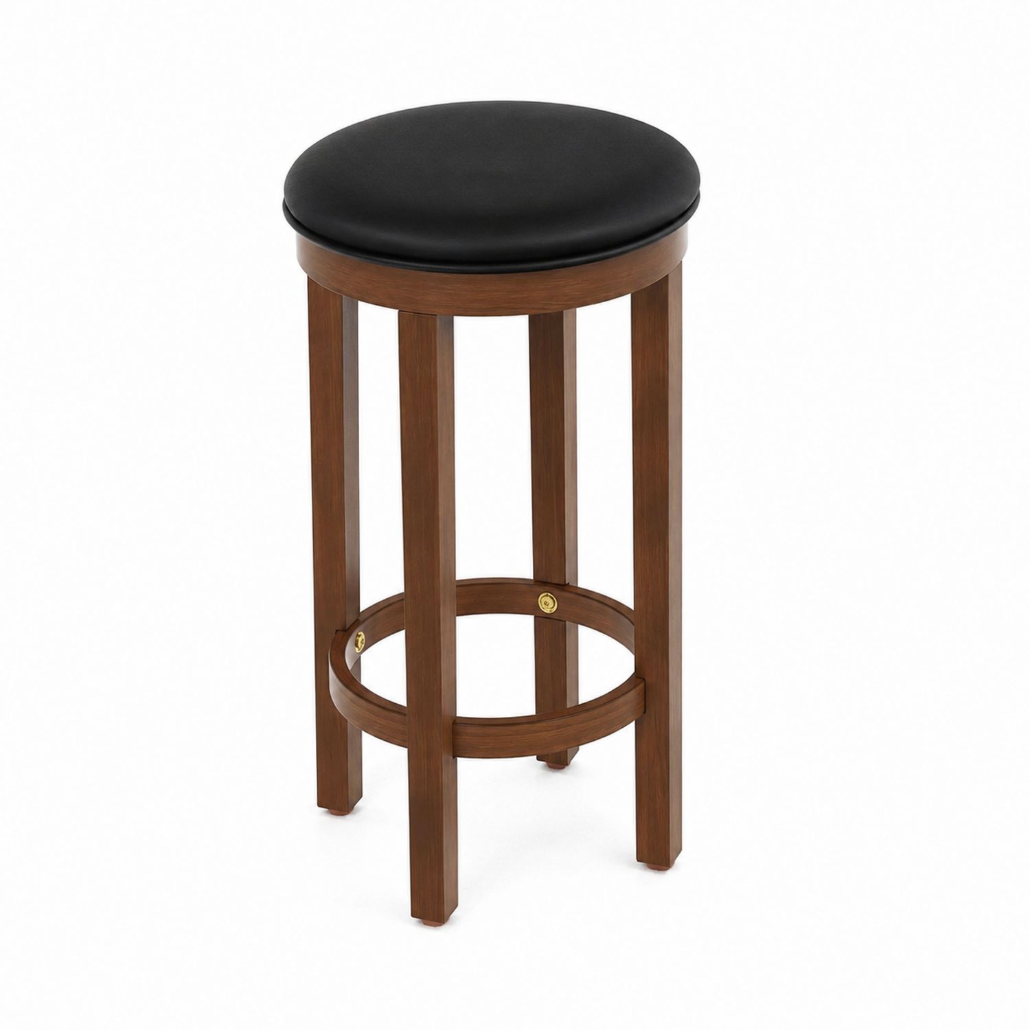 Sgabello da bar in legno con seduta in ecopelle nera Ø35 cm Altezza 75 cm