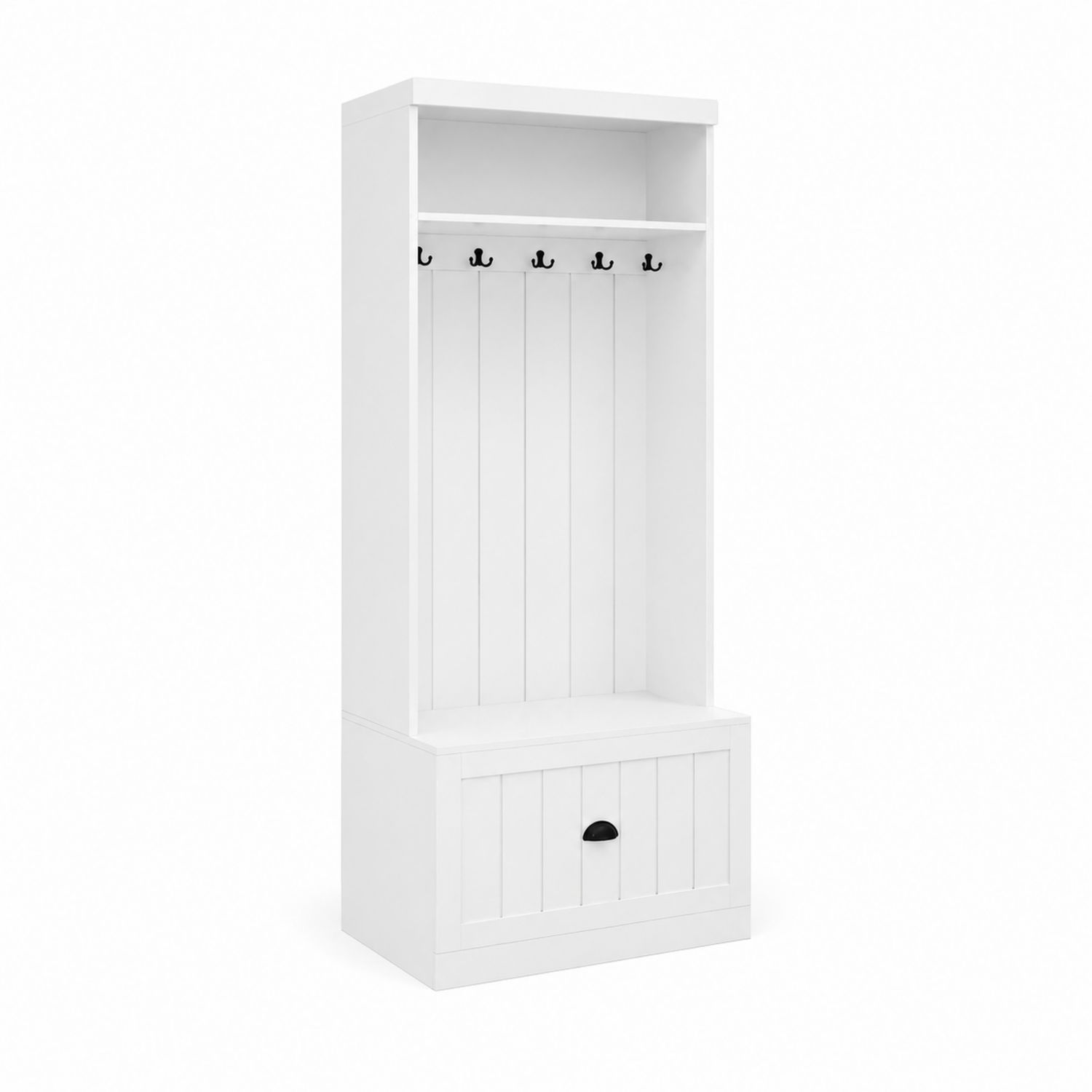 Appendiabiti con Scarpiera in Legno Bianco 180x80x40 cm