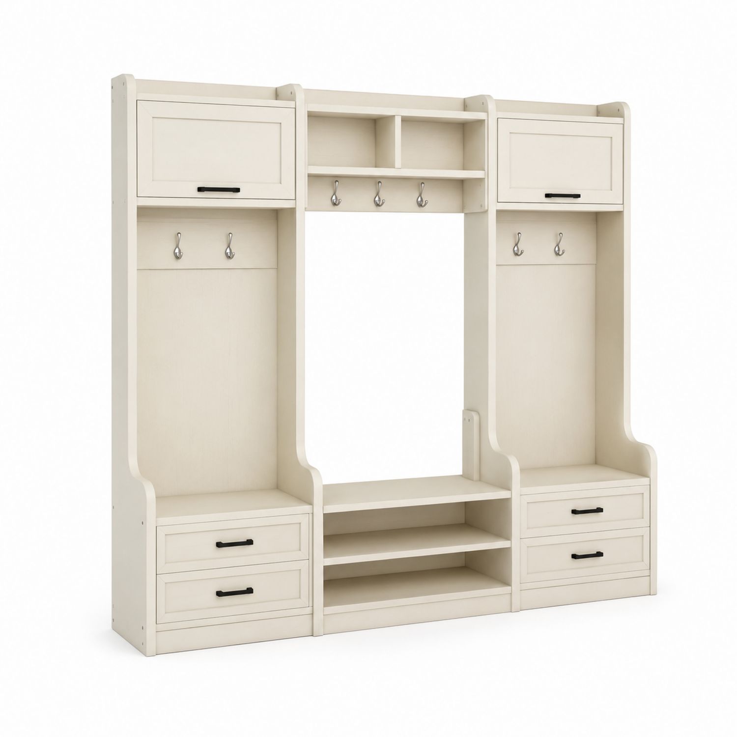 Unità d'Ingresso con Appendiabiti in Legno Beige