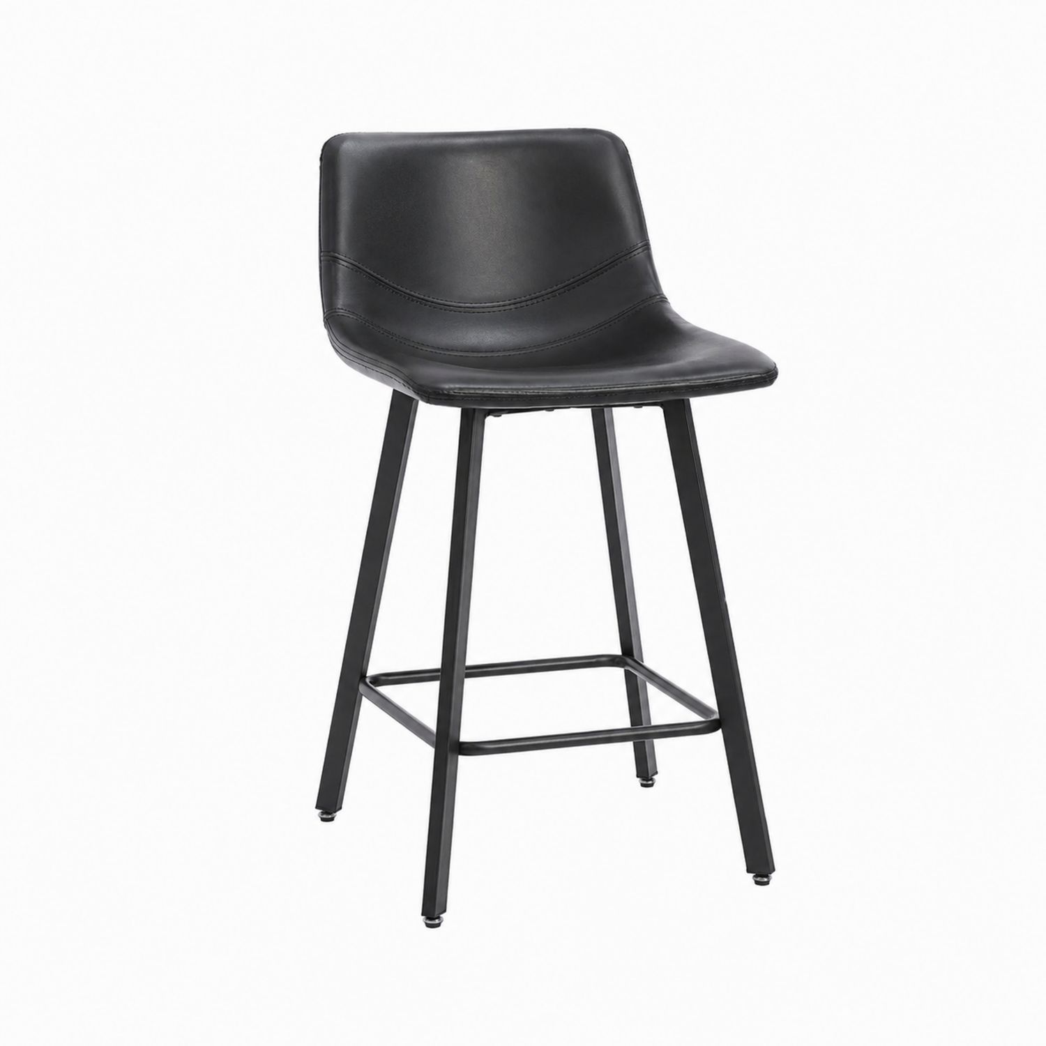Sgabello da Bar in Pelle Sintetica Nero con Struttura in Metallo, Altezza 105 cm