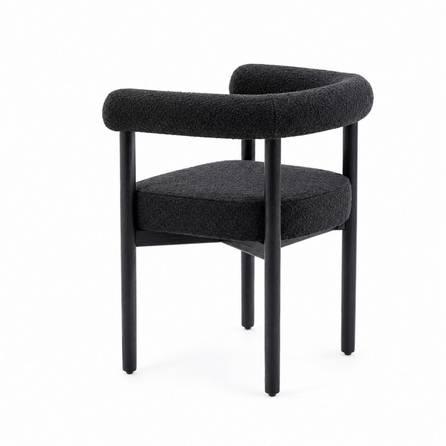 Sedia da pranzo in legno e tessuto bouclé nero