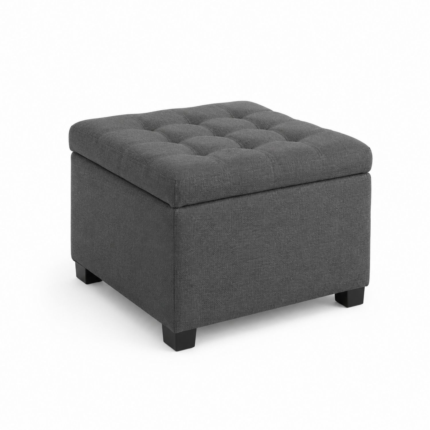 Poggiapiedi in Tessuto Grigio Antracite con Contenitore 50x50x40 cm