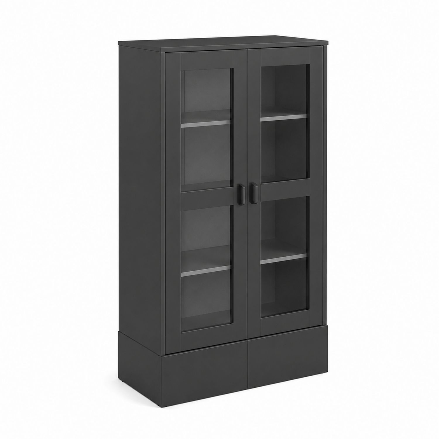 Armadio vetrina in legno e vetro nero 180 cm x 80 cm x 40 cm