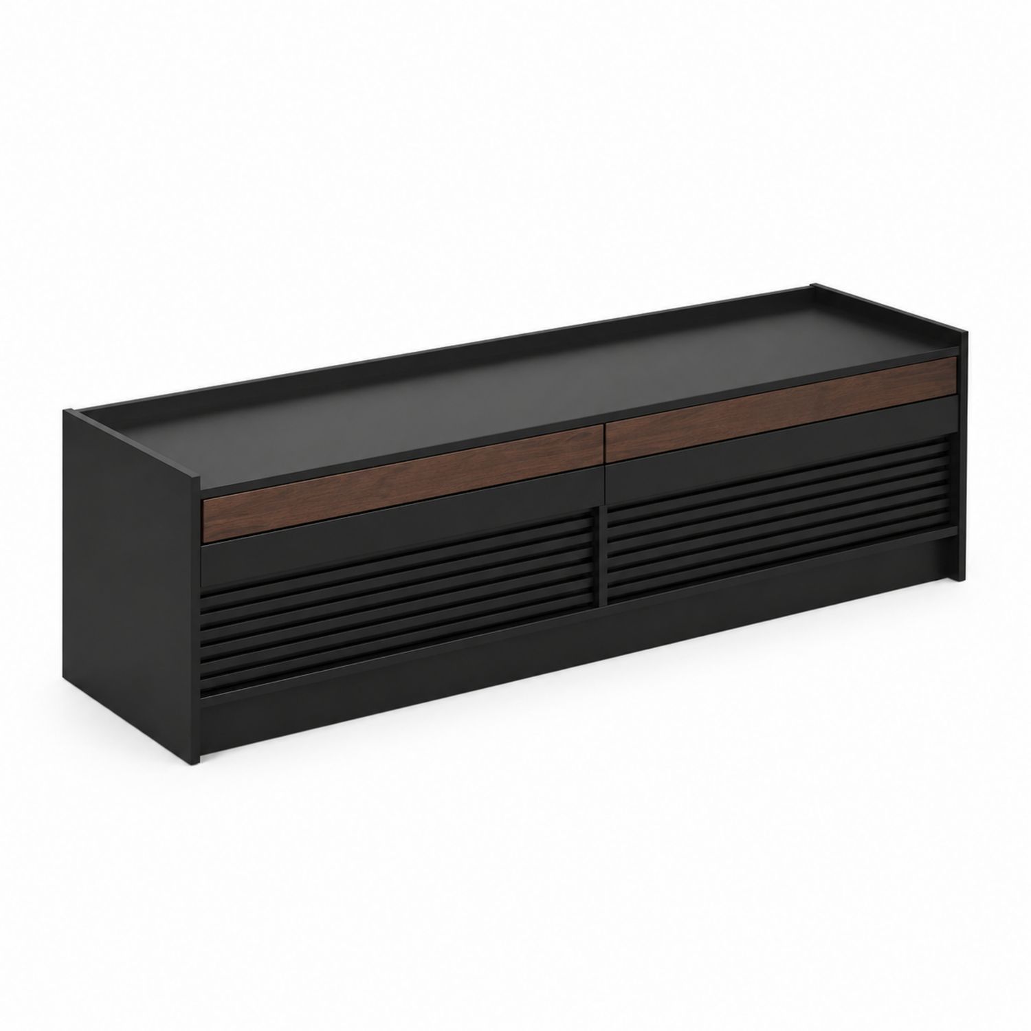 Mobile TV in Metallo e Legno Nero e Marrone 150x40x45 cm