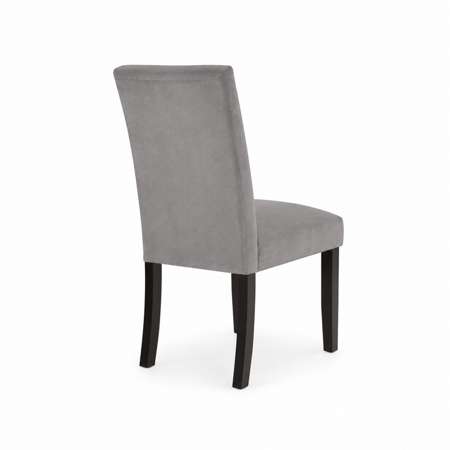 Sedia in velluto grigio con struttura in legno massello