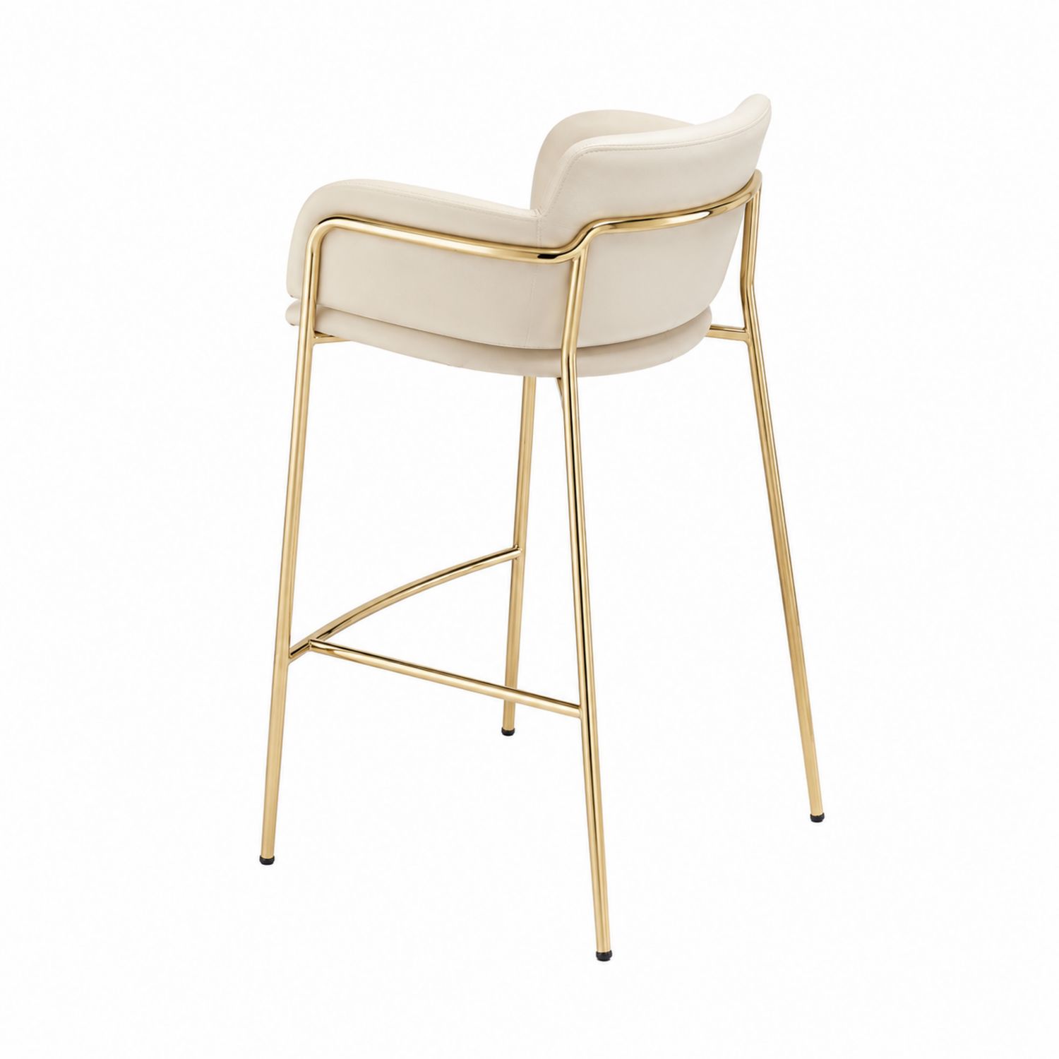 Sgabello da bar in metallo dorato con seduta in pelle sintetica Beige