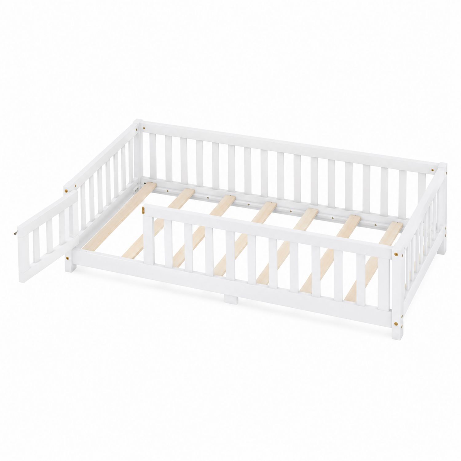 Struttura letto per bambini in legno bianco con lato apribile
