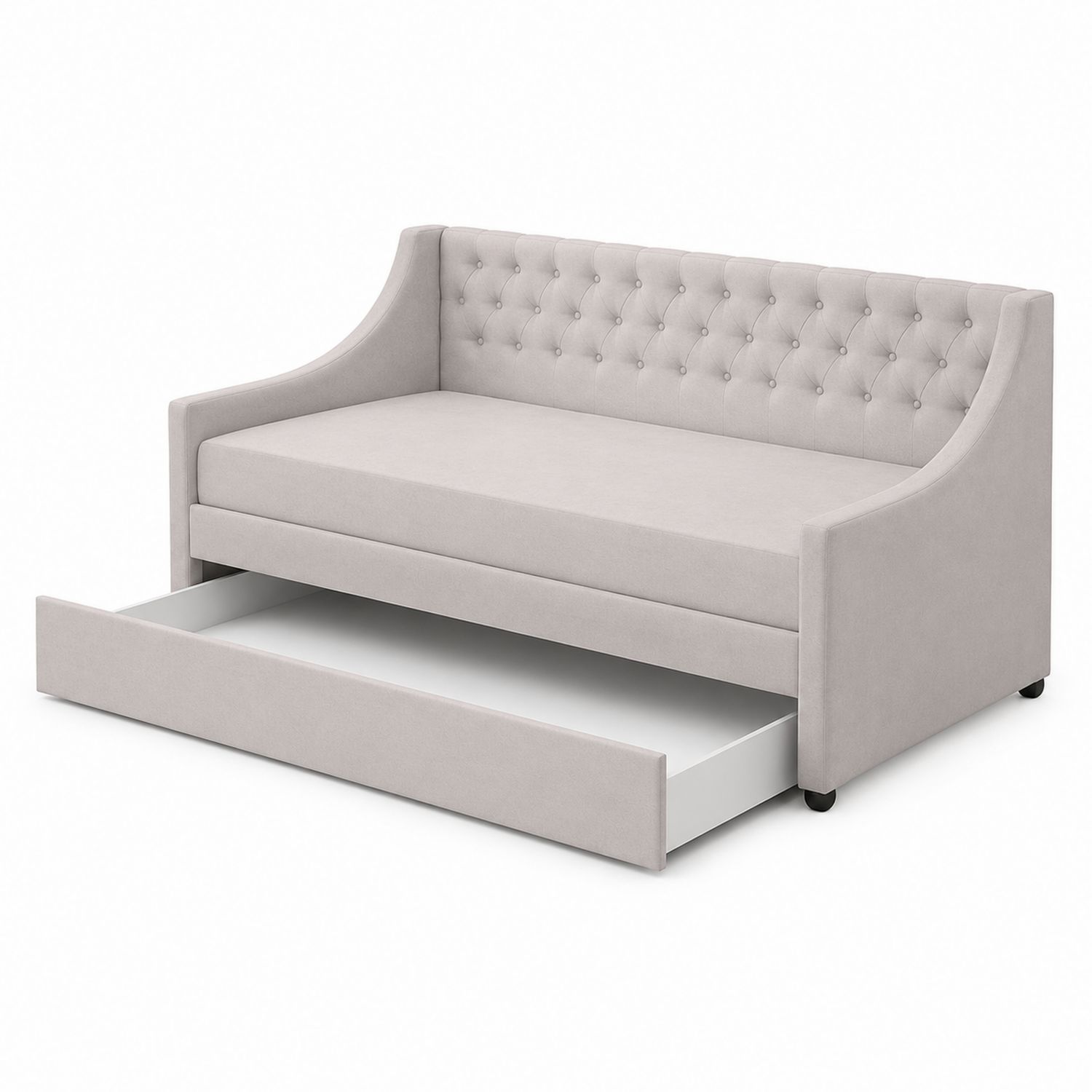 Divano Letto in Tessuto con Cassetto Grigio