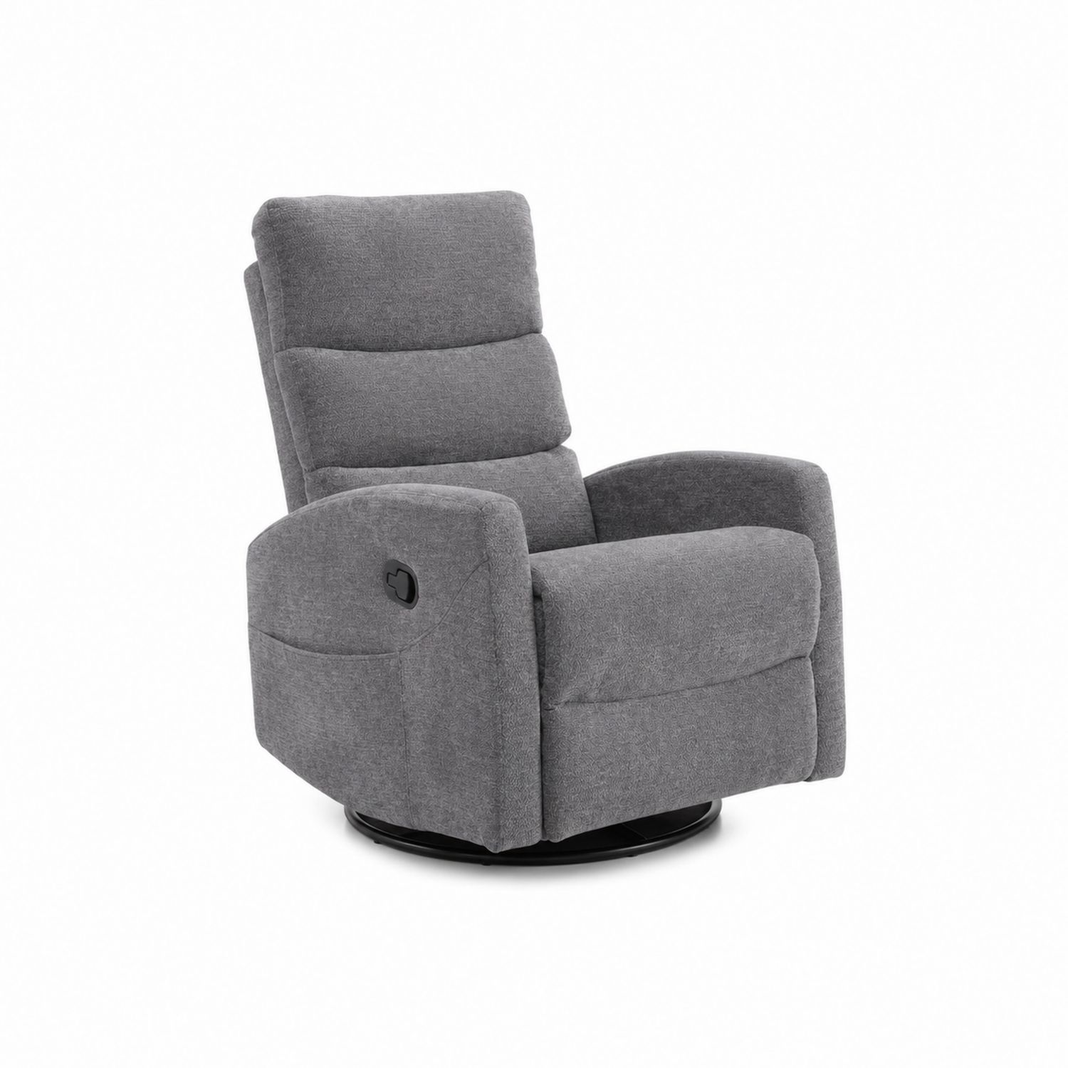 Poltrona reclinabile in tessuto grigio con rotazione 360°, 80x70x100 cm