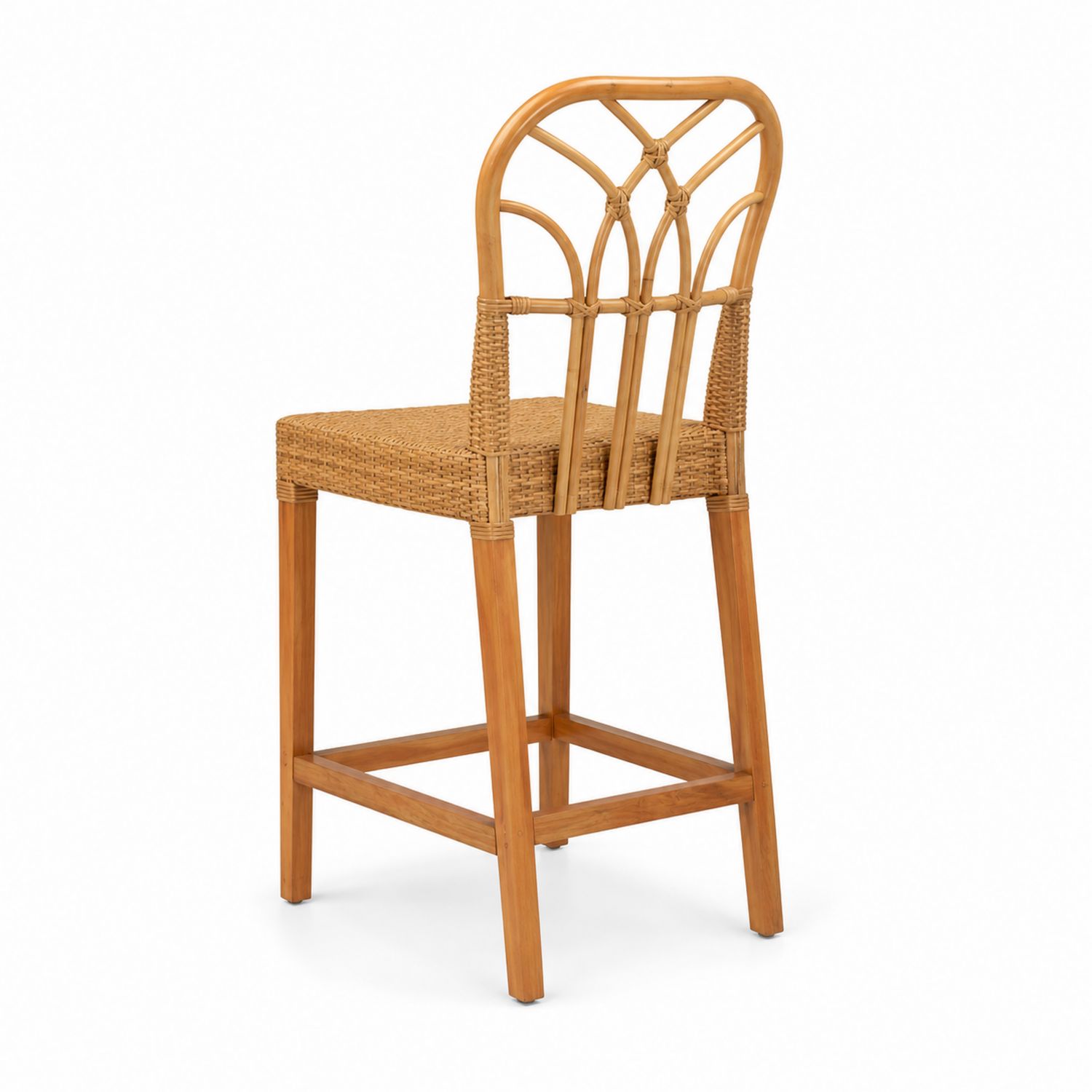 Sgabello da Bar in Rattan e Legno di Bambù, H 110 cm