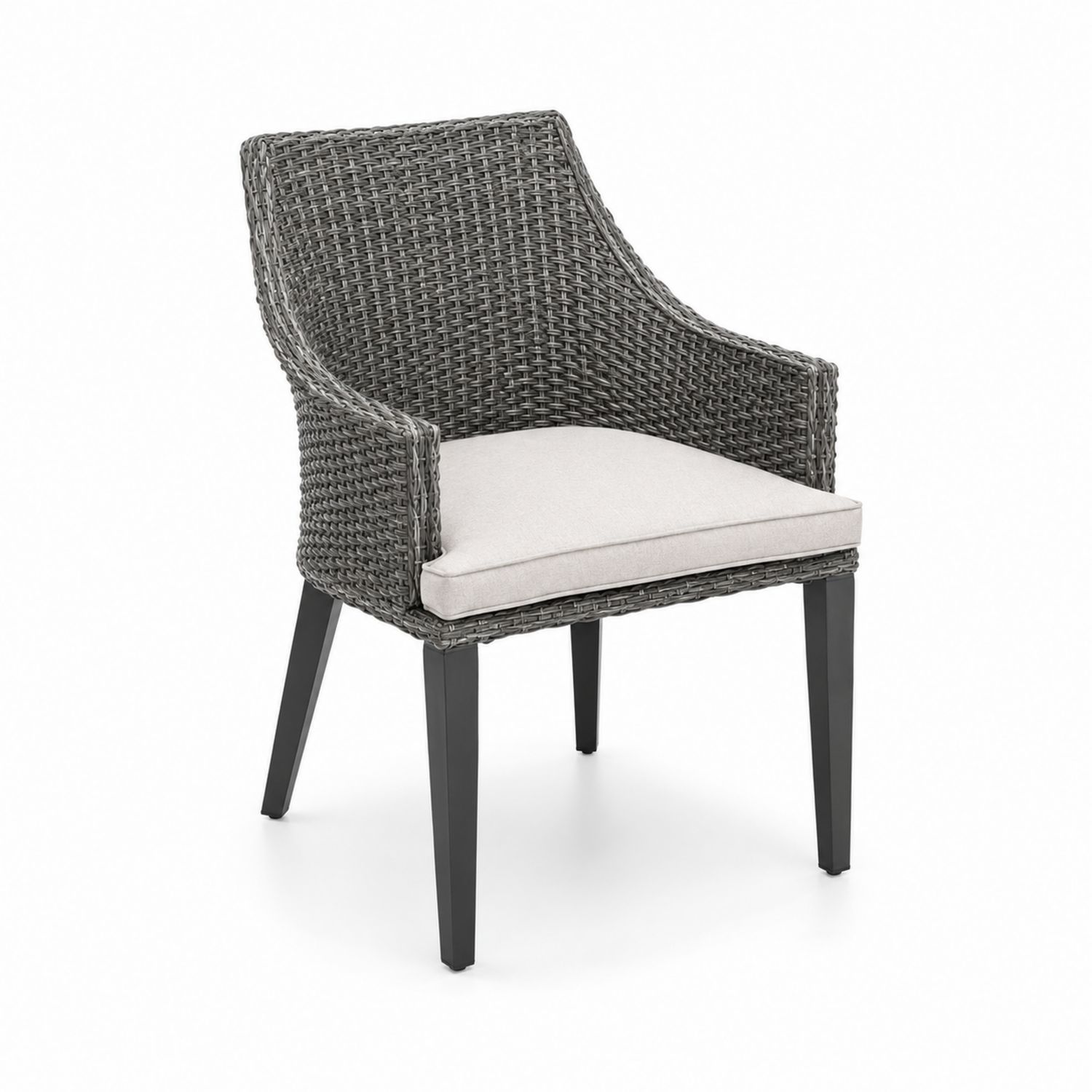 Sedia in Rattan Sintetico Grigio con Cuscino in Poliestere