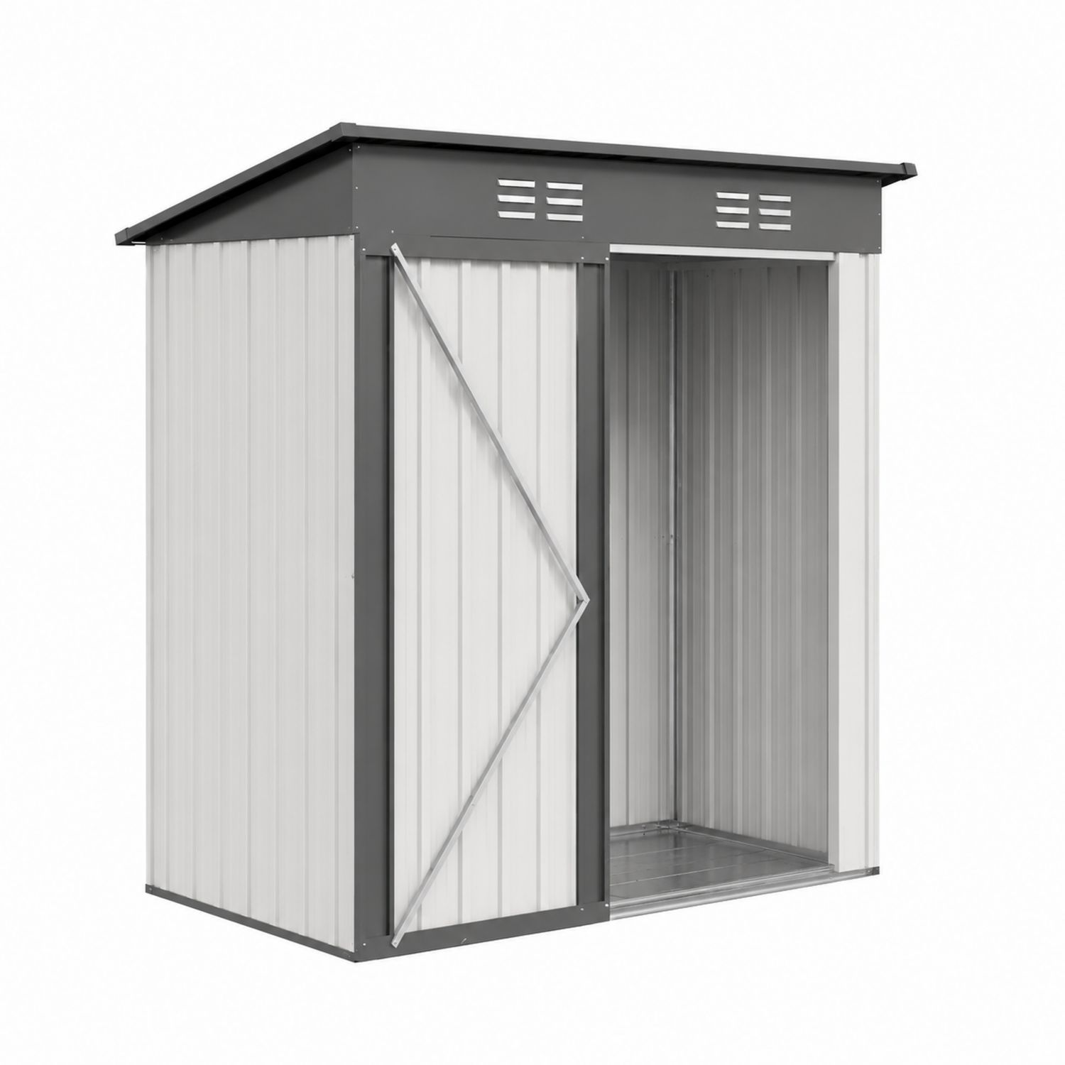 Capanno in metallo con porta scorrevole 213x130x173 cm Grigio/Bianco