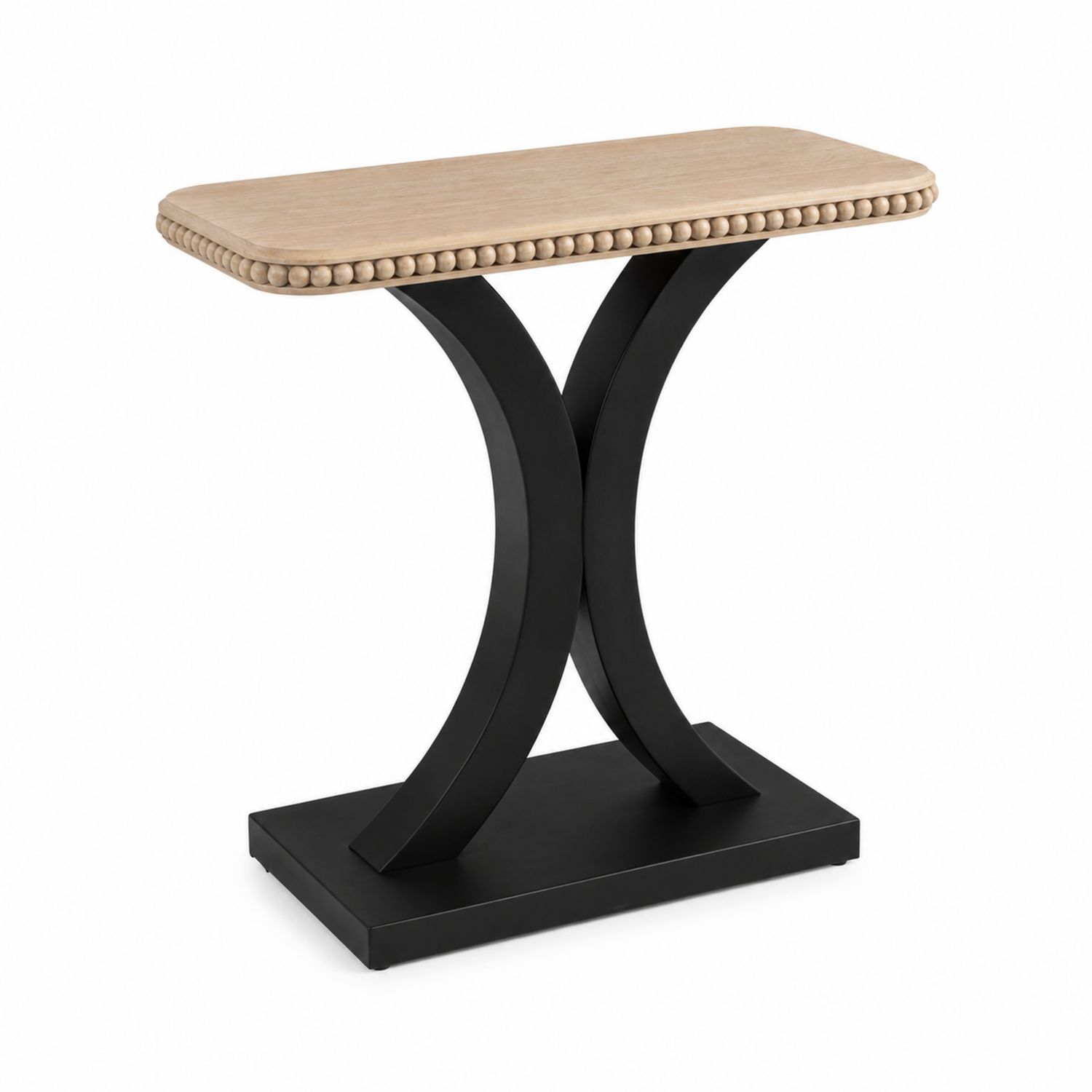 Consolle Rettangolare in Legno di Quercia e Acciaio Verniciato 90x35x75 cm Naturale/Nero