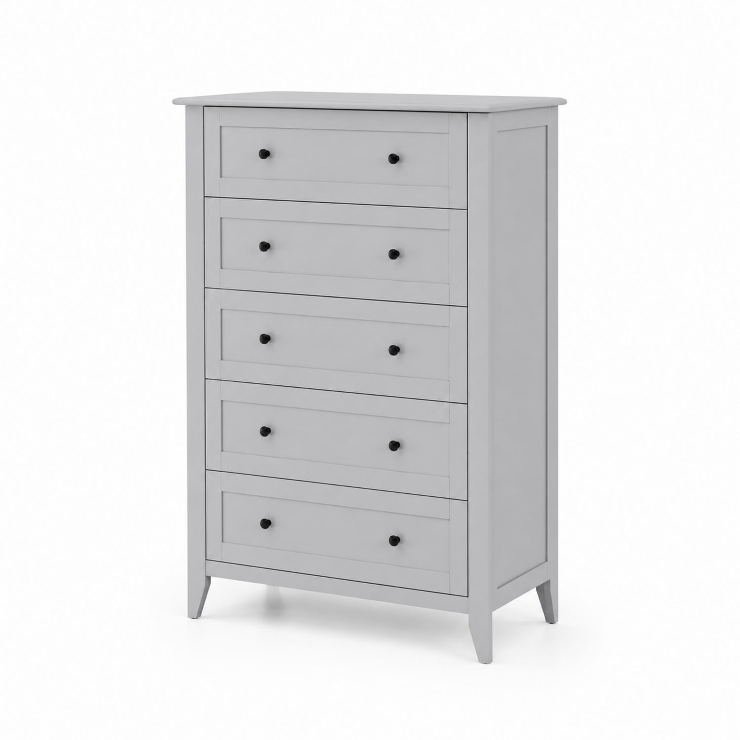 Cassettiera cinque cassetti in legno bianco 80x40x120 cm