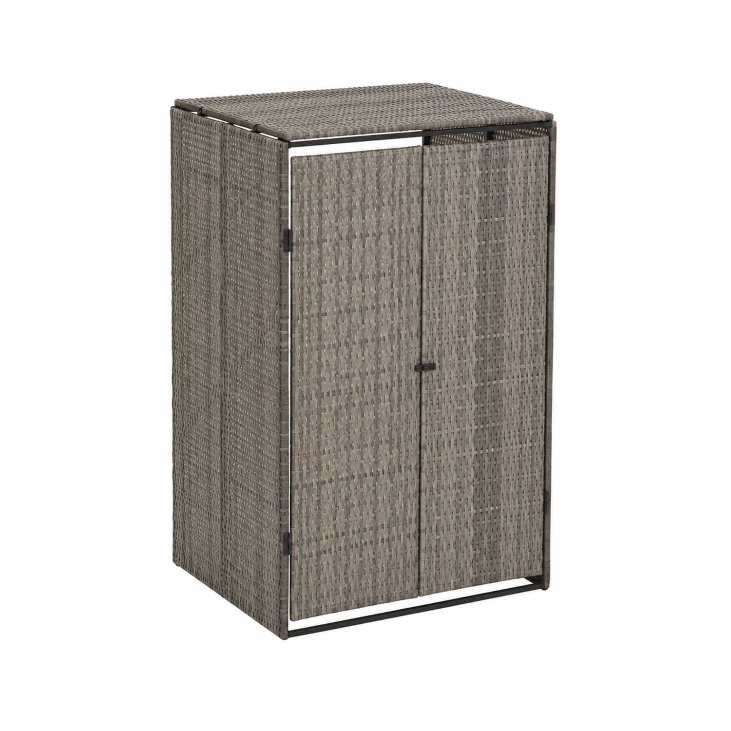 Armadio da Esterno in Metallo e Rattan Grigio