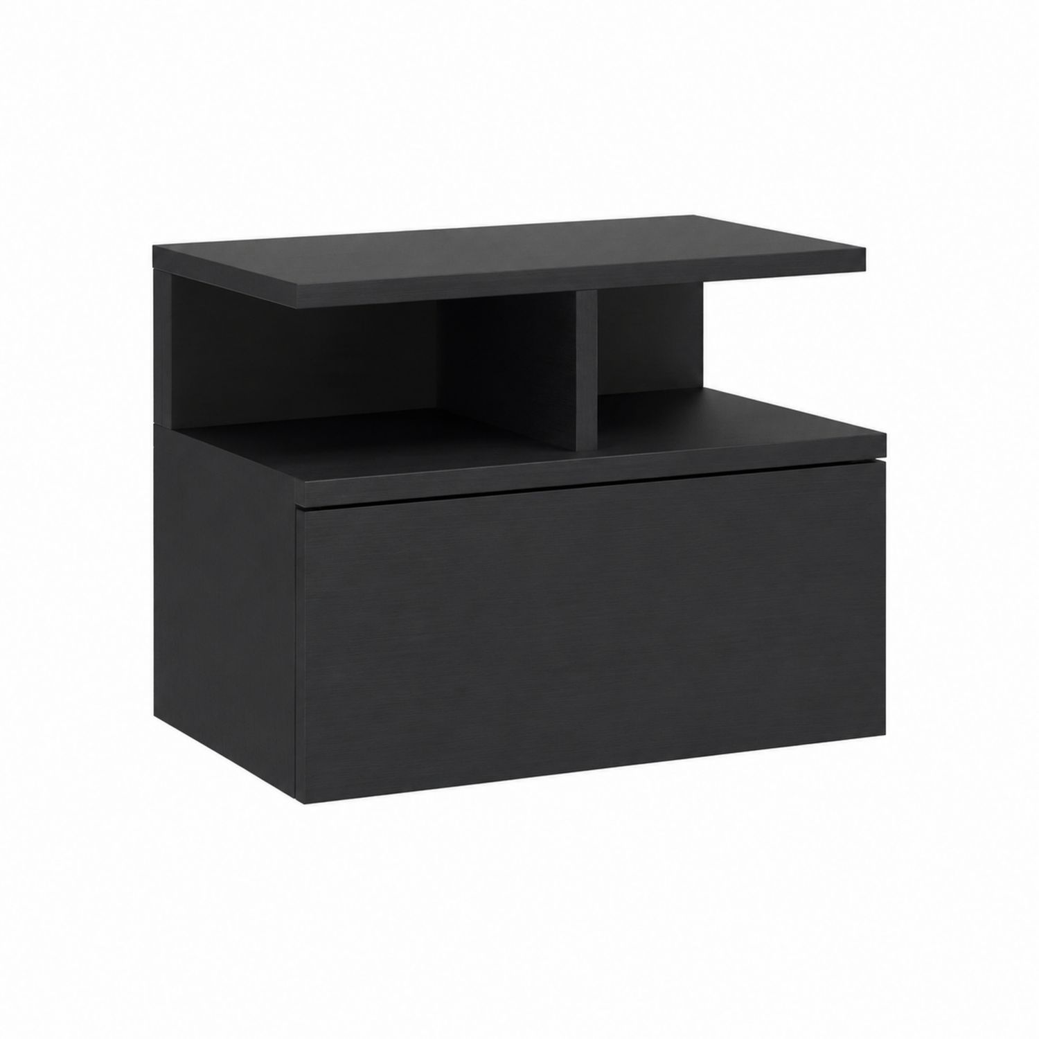 Comodino in Legno Nero con Scomparto Aperto 60x40x40cm