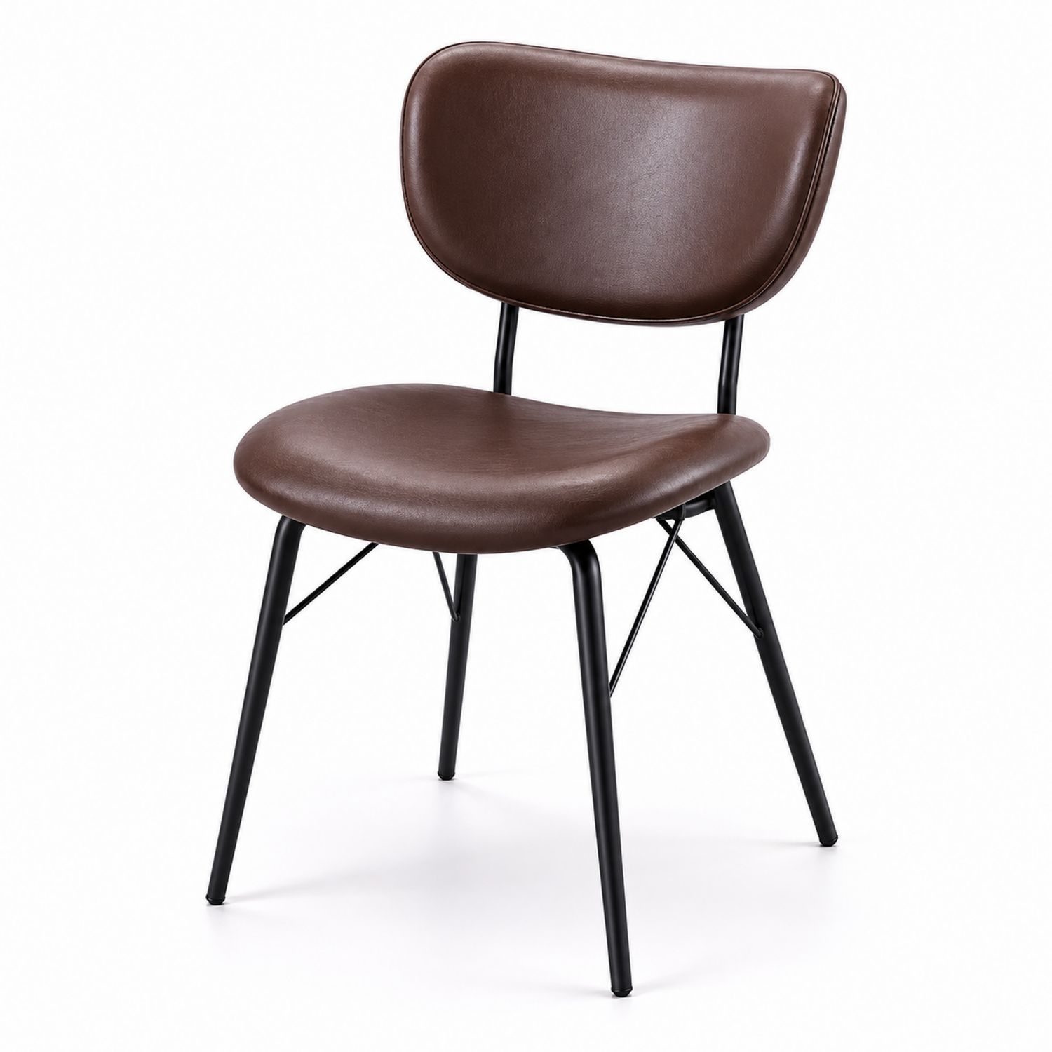 Sedia in pelle sintetica marrone con struttura in metallo nero