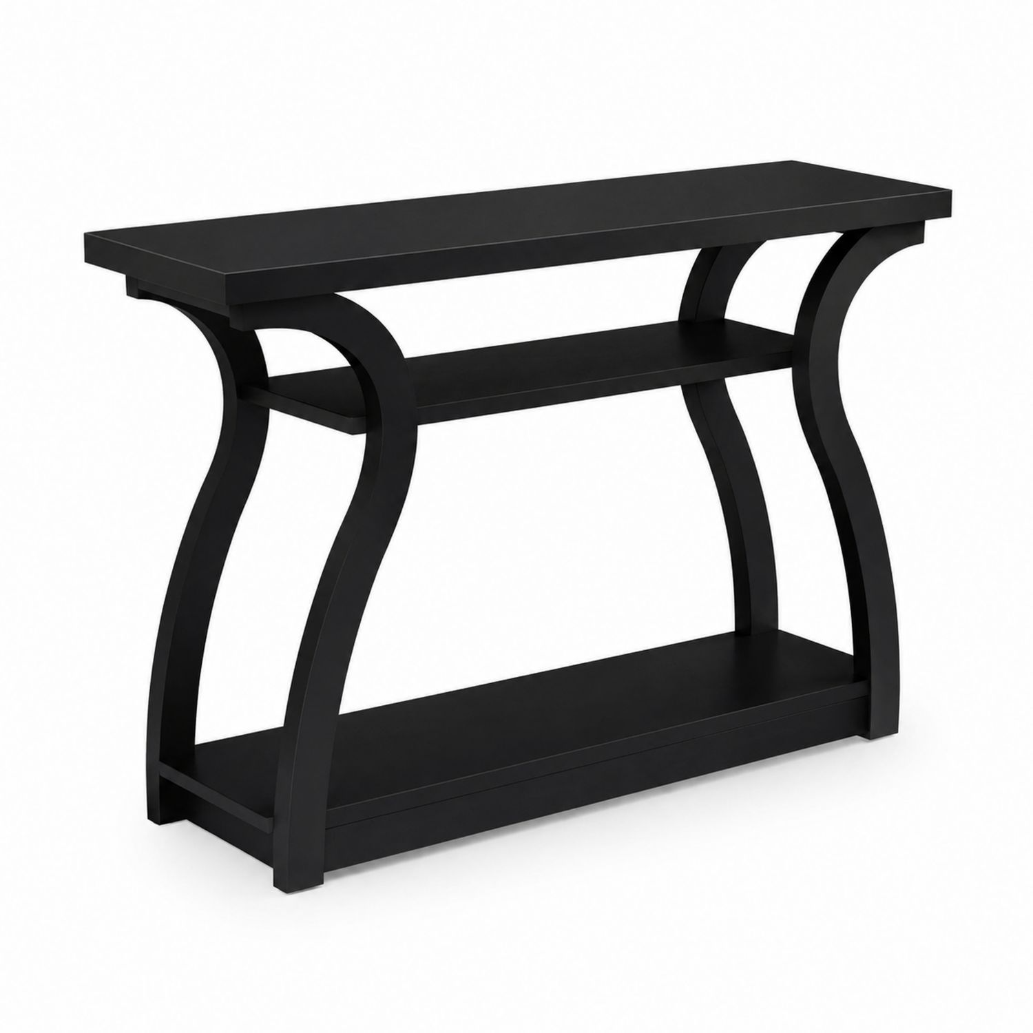 Consolle in Legno MDF Nero con Ripiani Curvi 120x30x80 cm