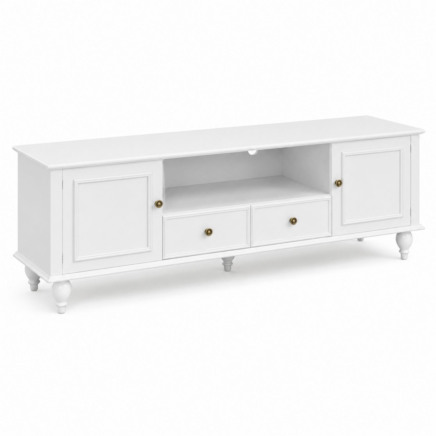 Mobile TV in legno MDF con 2 ante e 2 cassetti 150 cm Bianco