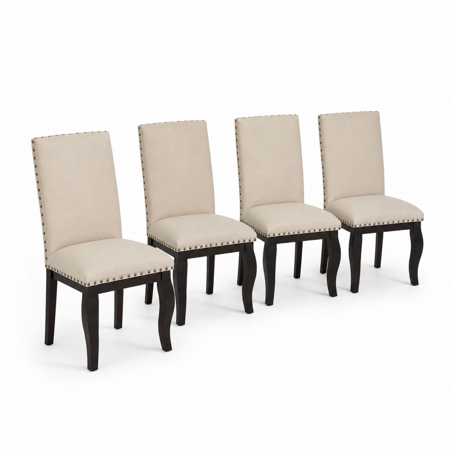 Set di 4 sedie in legno e tessuto